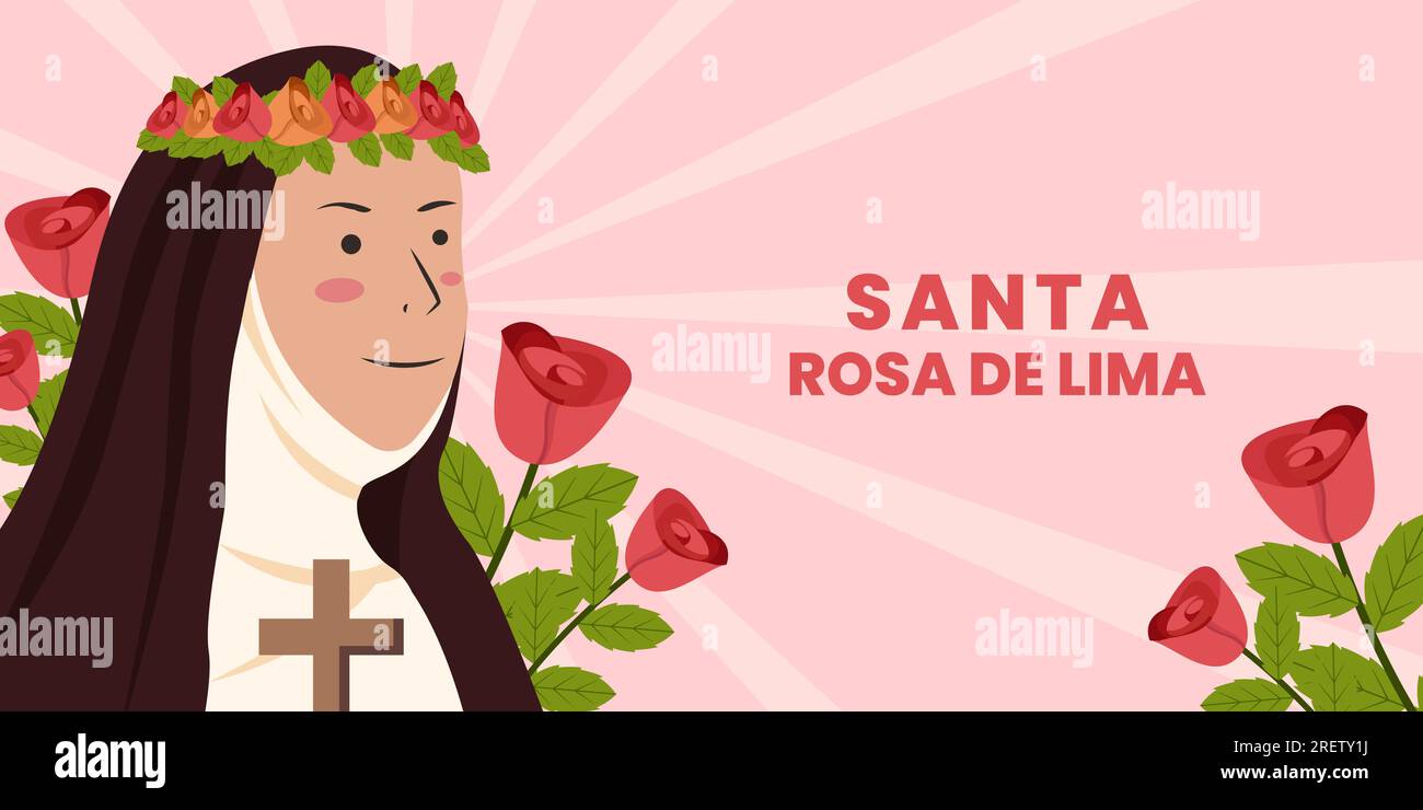 Bannière horizontale Santa rosa de lima illustration dans un design plat Illustration de Vecteur