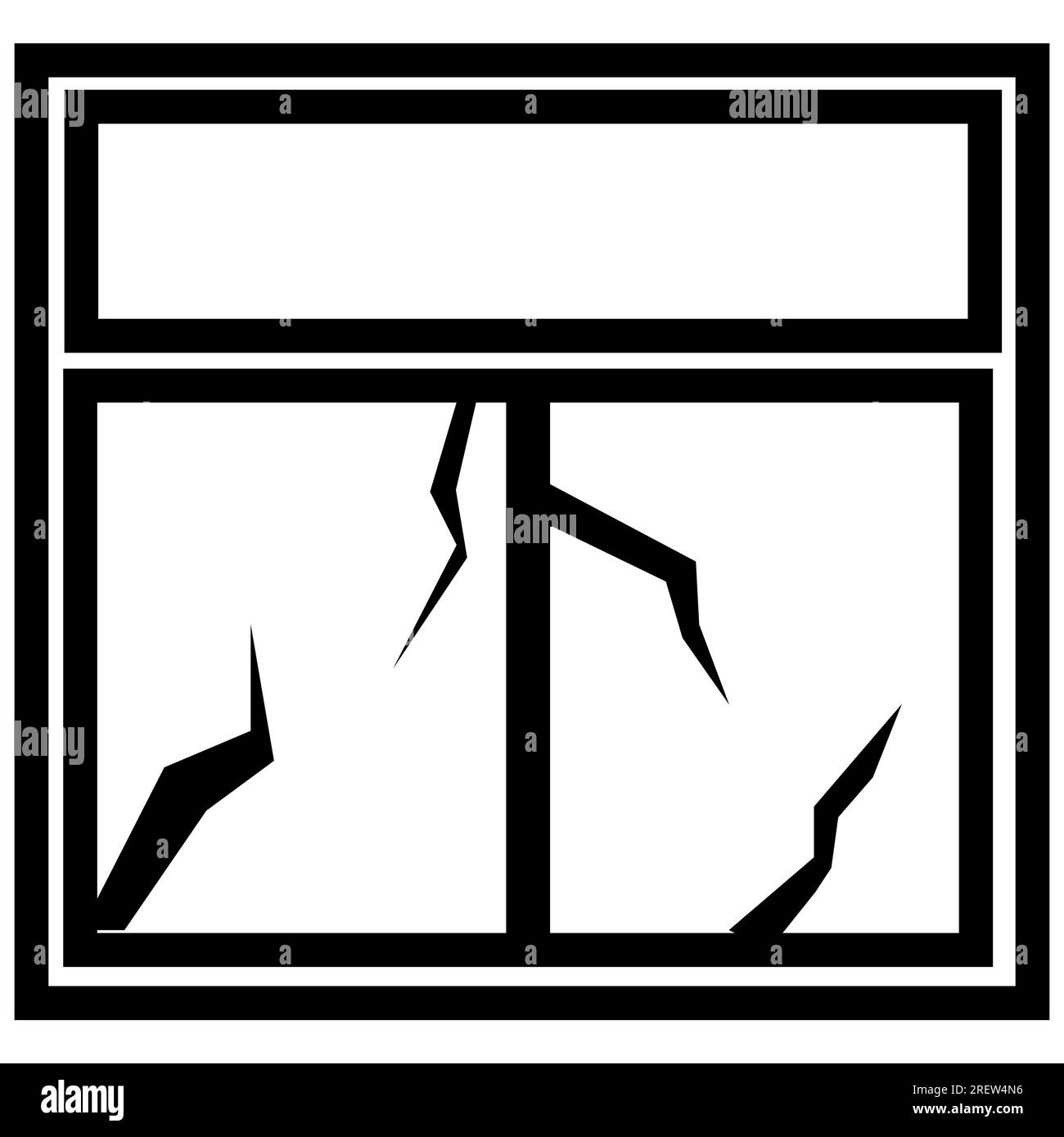 Icône de vitre de fenêtre cassée. Signe de fenêtre cassée. style plat. Banque D'Images