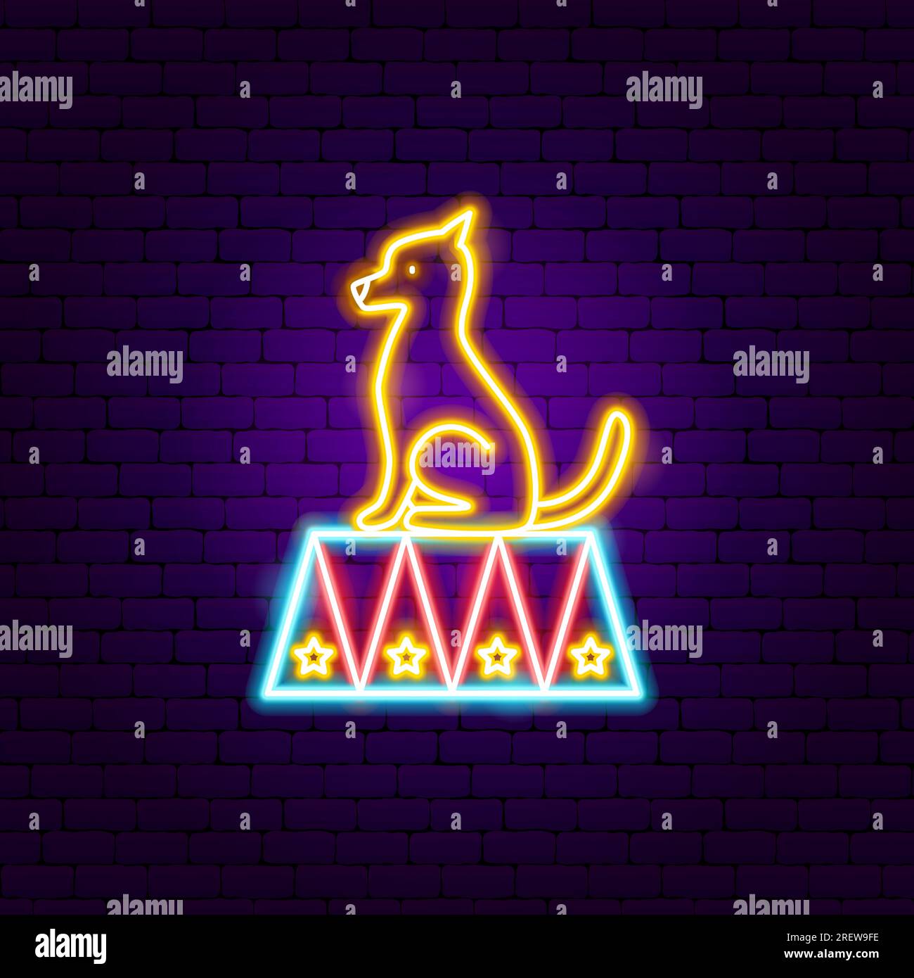 Panneau néon sur pied pour chien Illustration de Vecteur