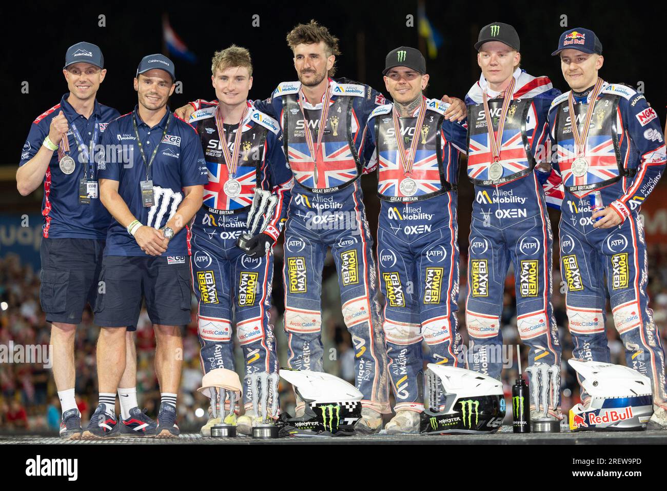 29 juillet 2023, Wroclaw : 2023.07.29 Wroclaw.Zuzel Speedway 2023.Druzynowy  Puchar Åšwiata.final Speedway World Cup .N/z Simon Stead, Oliver Allen, Tom  Brennan, Adam Ellis, Tai Woffinden, DaN Bewley, Robert Lambert.Foto Marcin  Karczewski/PressFocus ...