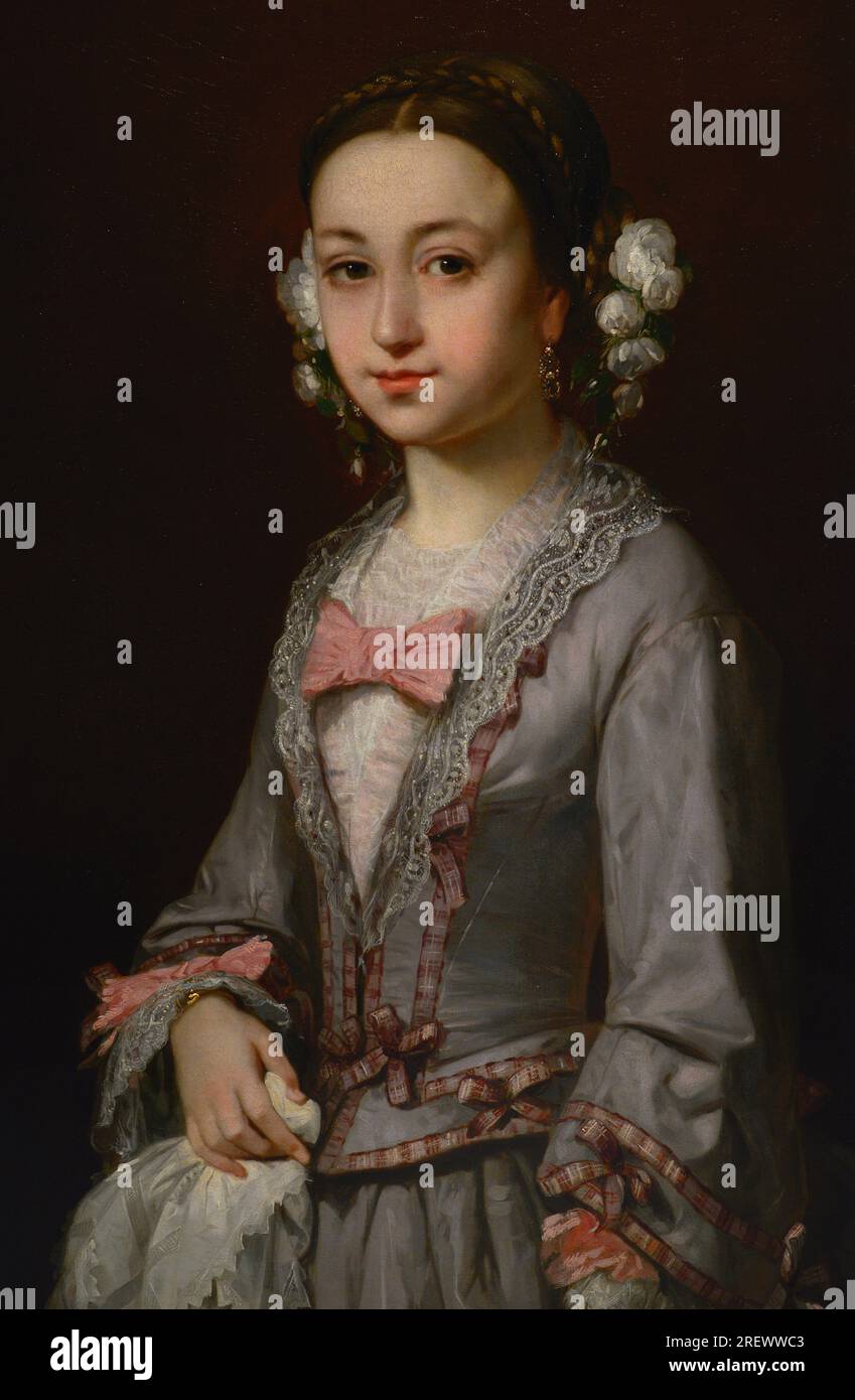Luis Ferrant Llausás (1806-1868) Peintre espagnol. Portrait d'Isabel Aragón, 1854. Huile sur toile, 79,5 x 65,8 cm. Musée du Prado. Madrid. Espagne. Banque D'Images