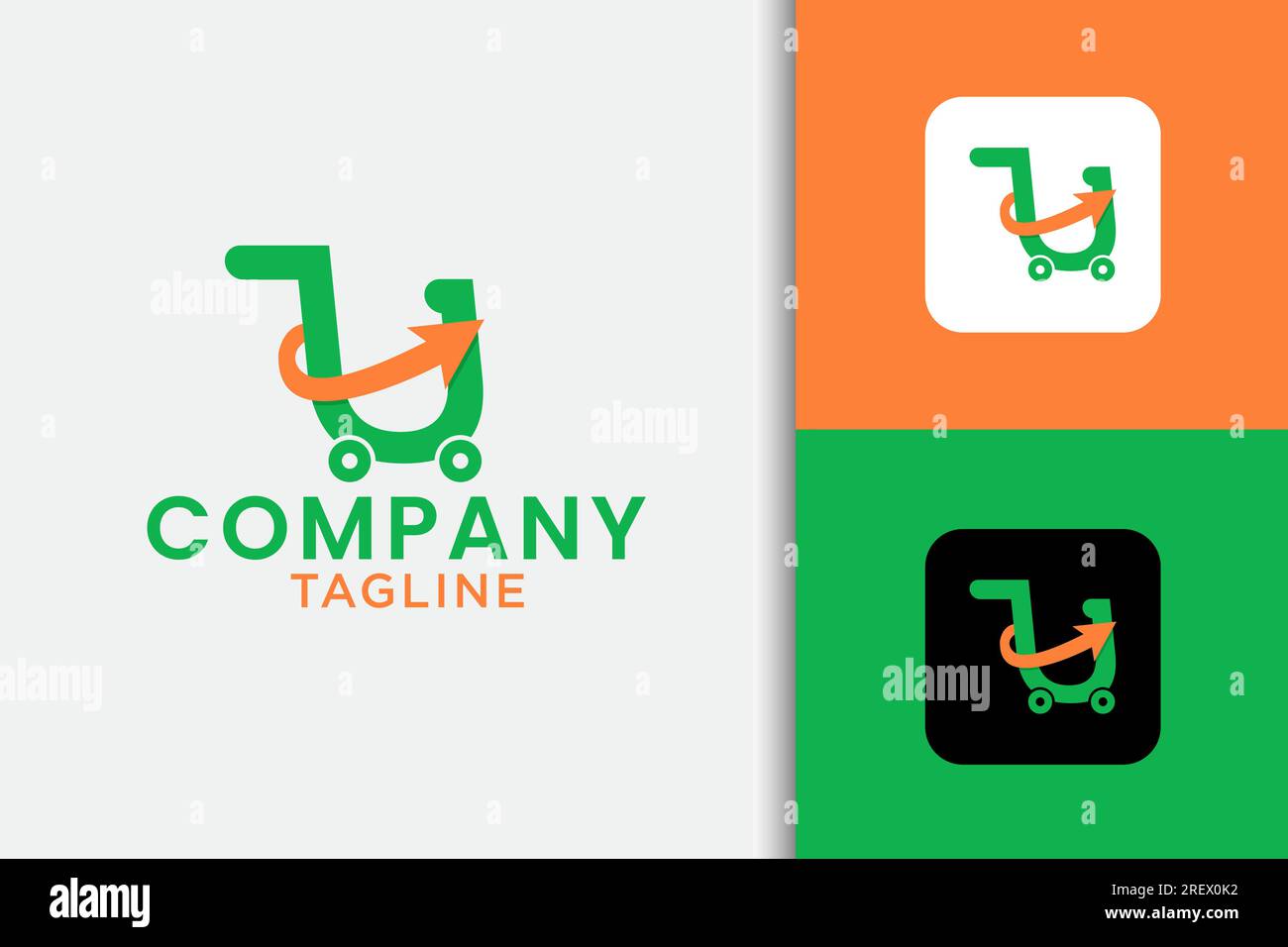 Conception du logo du panier d'achat lettre U. Illustration de Vecteur