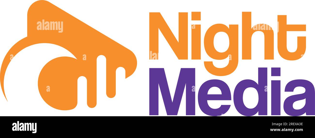 Logo Flat simple Night Media Moon Play Illustration de Vecteur