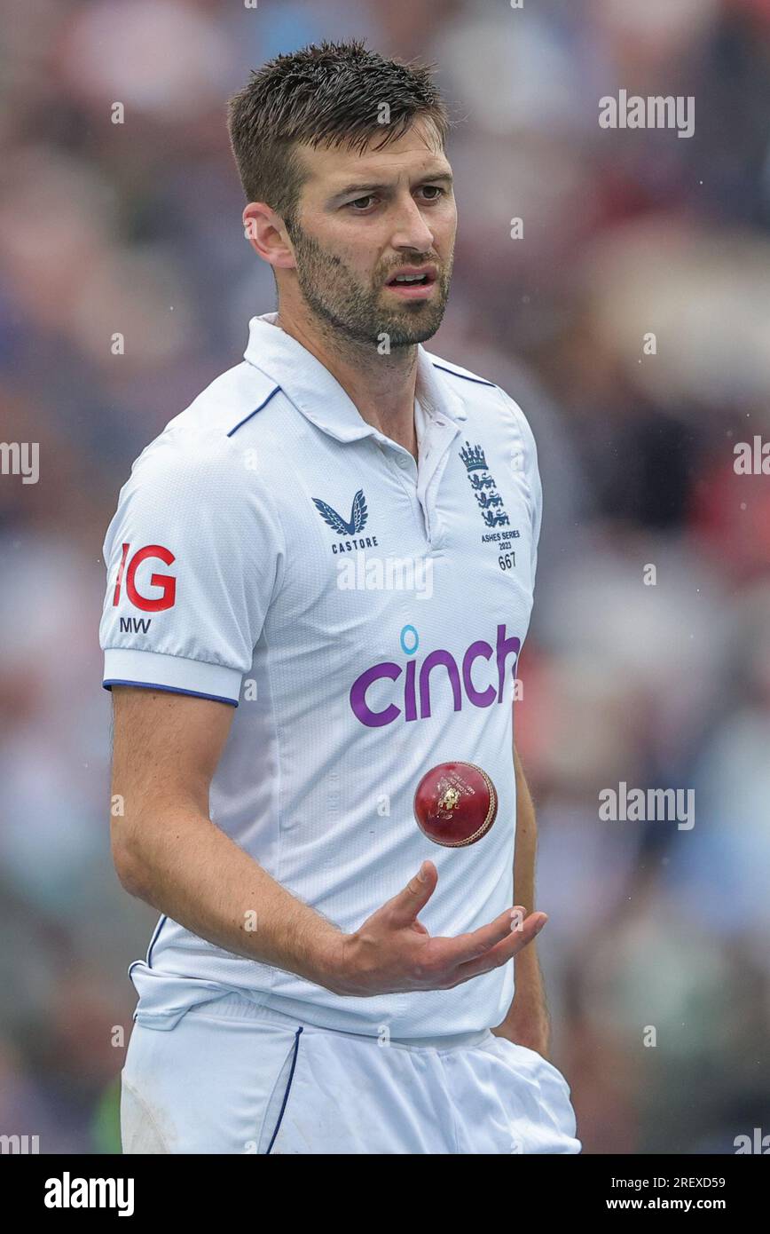 Mark Wood d'Angleterre pendant la LV= Insurance Ashes Cinquième série d'essais jour quatre Match Angleterre vs Australie au Kia Oval, Londres, Royaume-Uni, 30 juillet 2023 (photo de Mark Cosgrove/News Images) à , le 7/30/2023. (Photo de Mark Cosgrove/News Images/Sipa USA) Banque D'Images