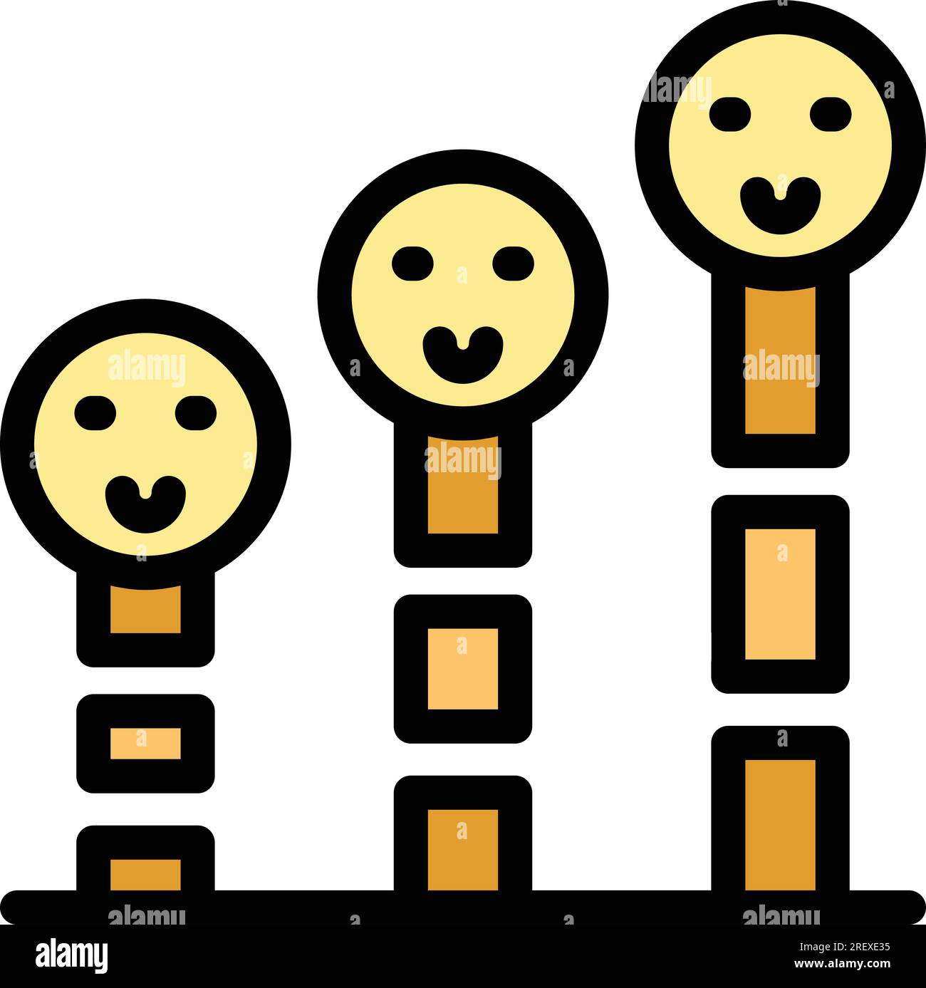 Vecteur de contour de l'icône du graphique de niveau de satisfaction. Commande de rétroaction. Couleur de sourire emoji plat Illustration de Vecteur