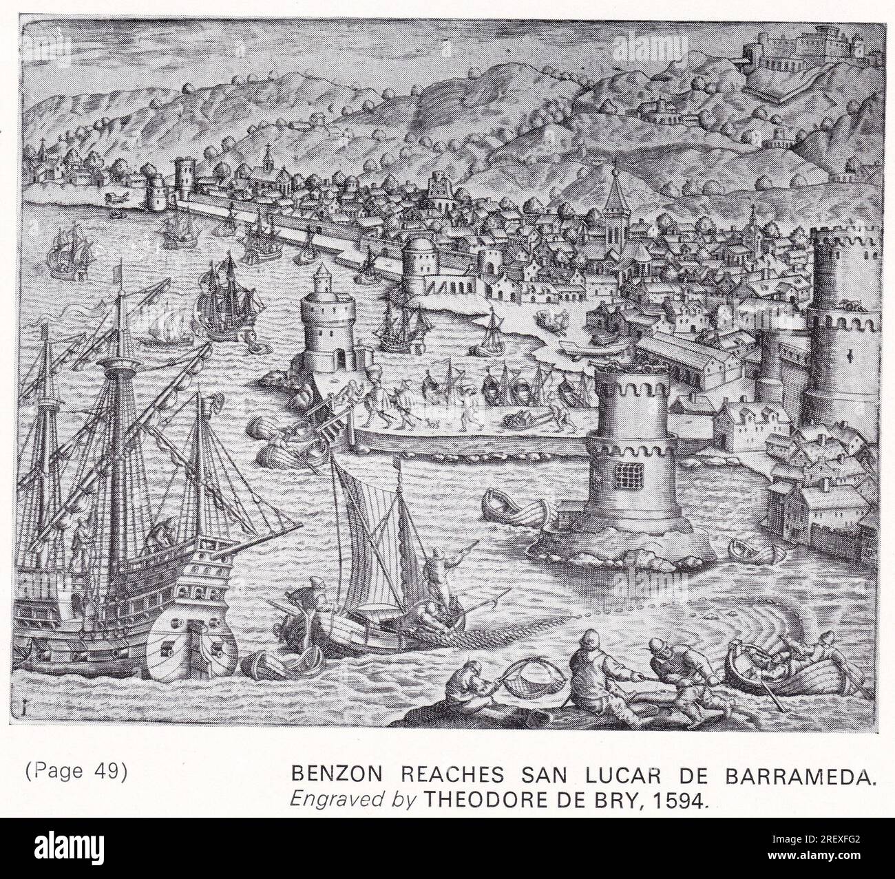 Benzon atteint San Lucar de Barrameda 16e siècle. Banque D'Images