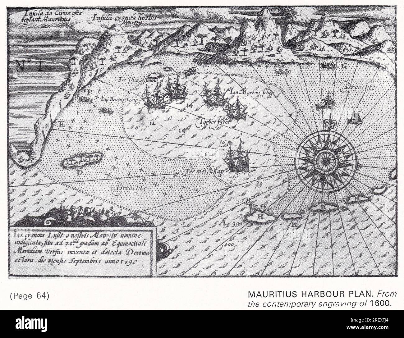 Maurice Harbour Plan 16e siècle. Banque D'Images
