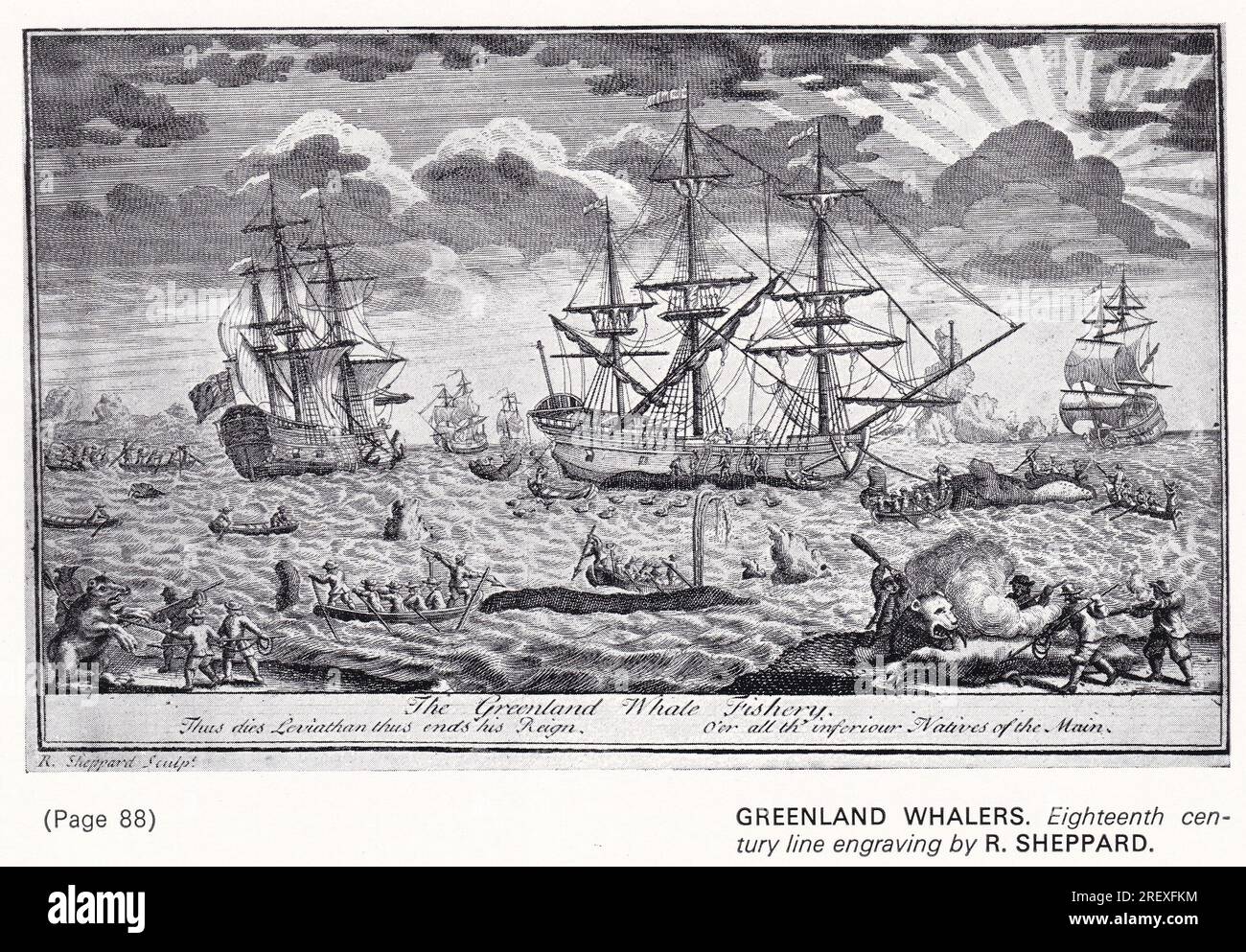 Baleines du Groenland 18e siècle. Banque D'Images