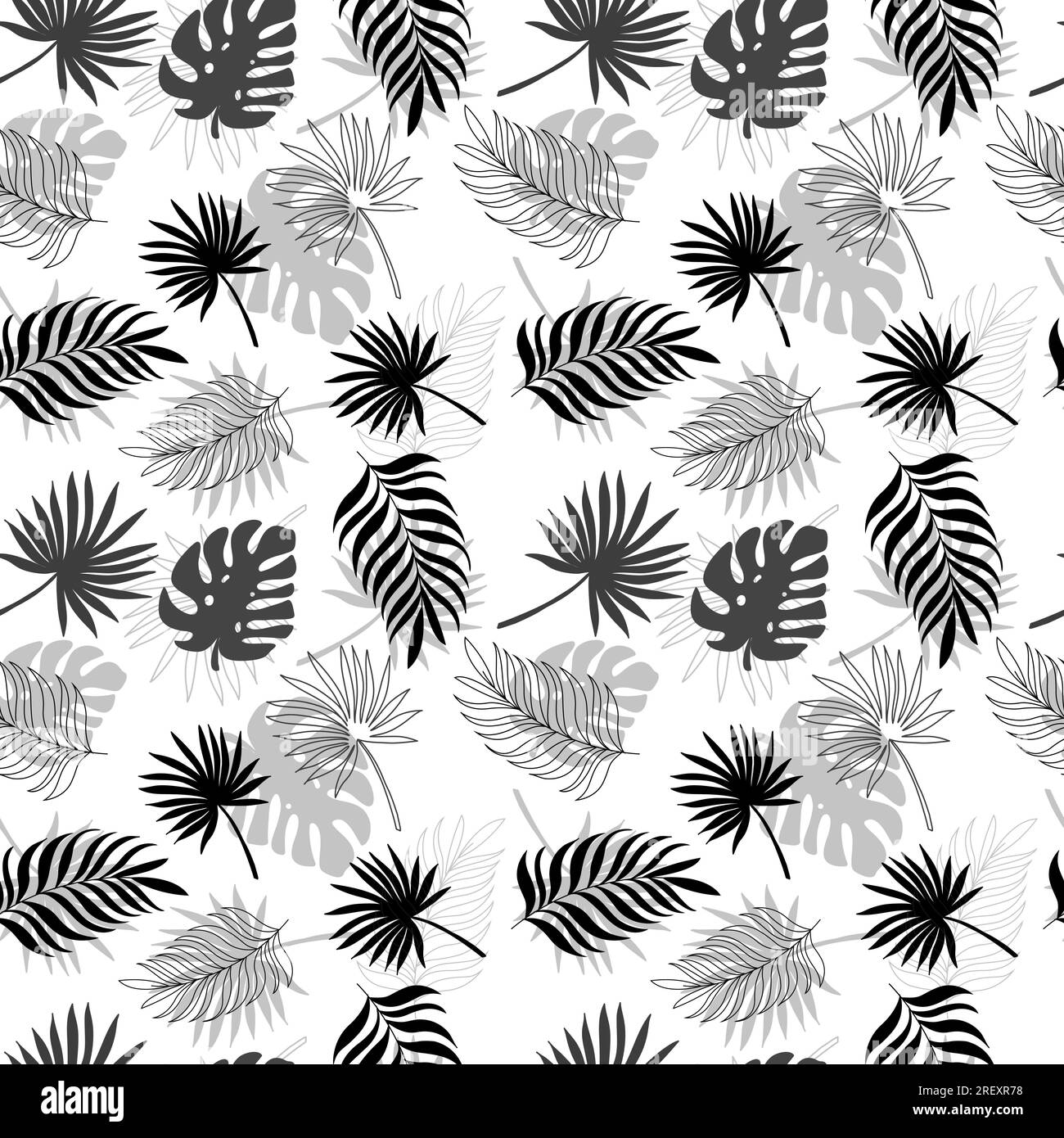 Motif tropical sans couture avec des feuilles de monstera et des feuilles tropicales Illustration de Vecteur