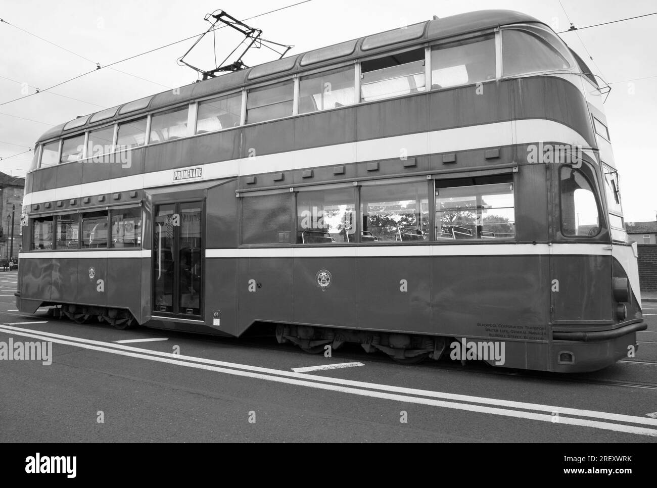 Un vieux tramway au port de Fleetwood, Lancashire, Royaume-Uni, Europe le samedi 29, Juillet 2023 Banque D'Images