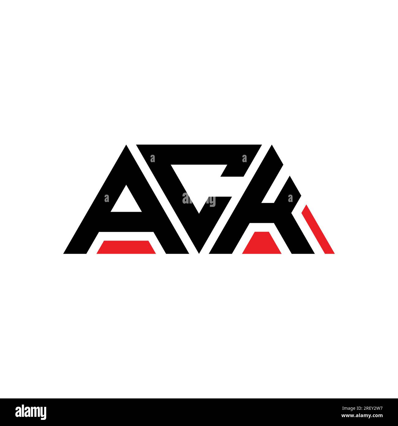 Logo lettre triangle ACK avec forme de triangle. Monogramme de logo triangle ACK. Modèle de logo vectoriel triangle ACK avec couleur rouge. ACK triangul Illustration de Vecteur