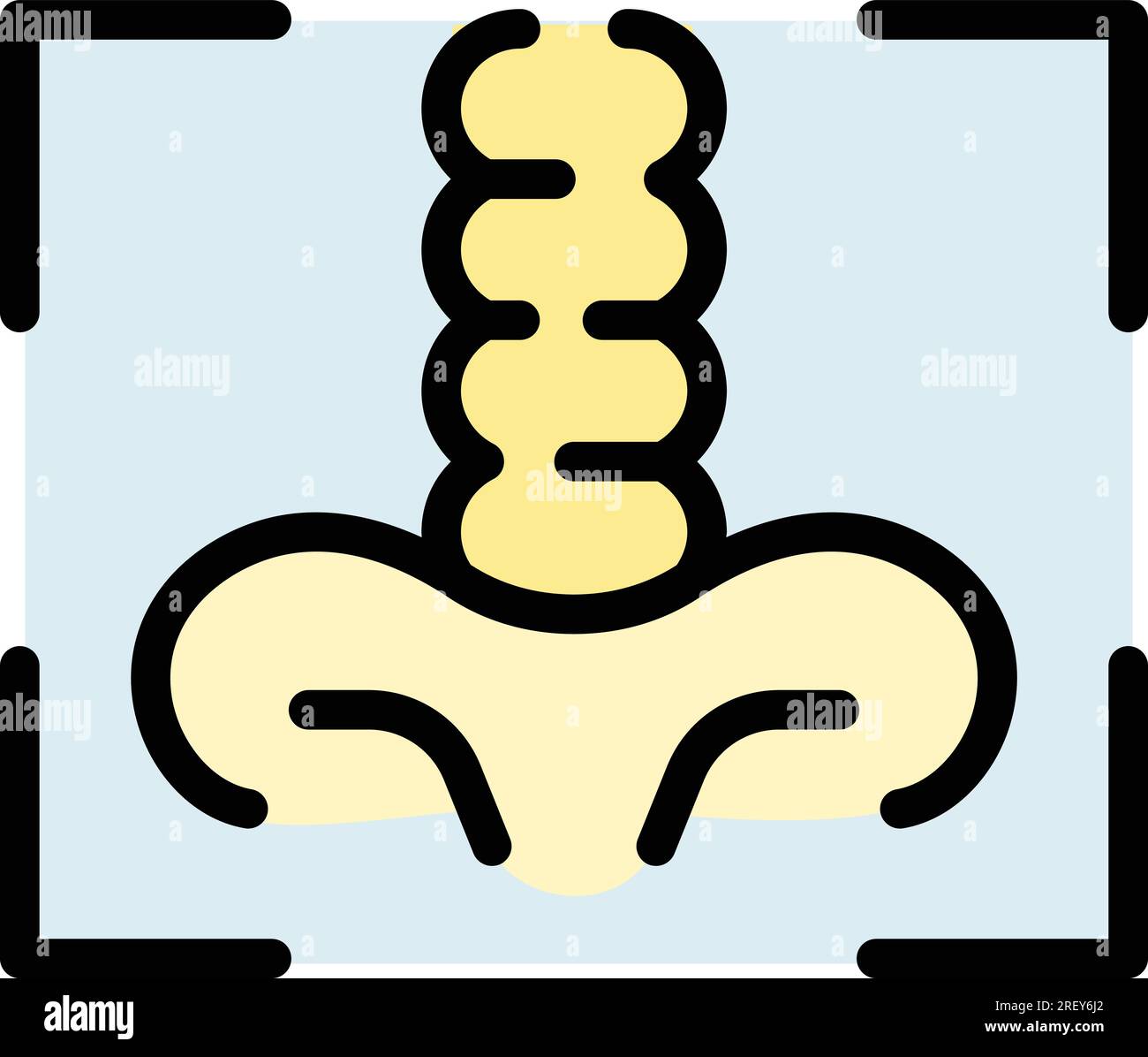 Vecteur de contour de l'icône d'examen radiologique. Os thoracique. Radiologie de la santé couleur plat Illustration de Vecteur