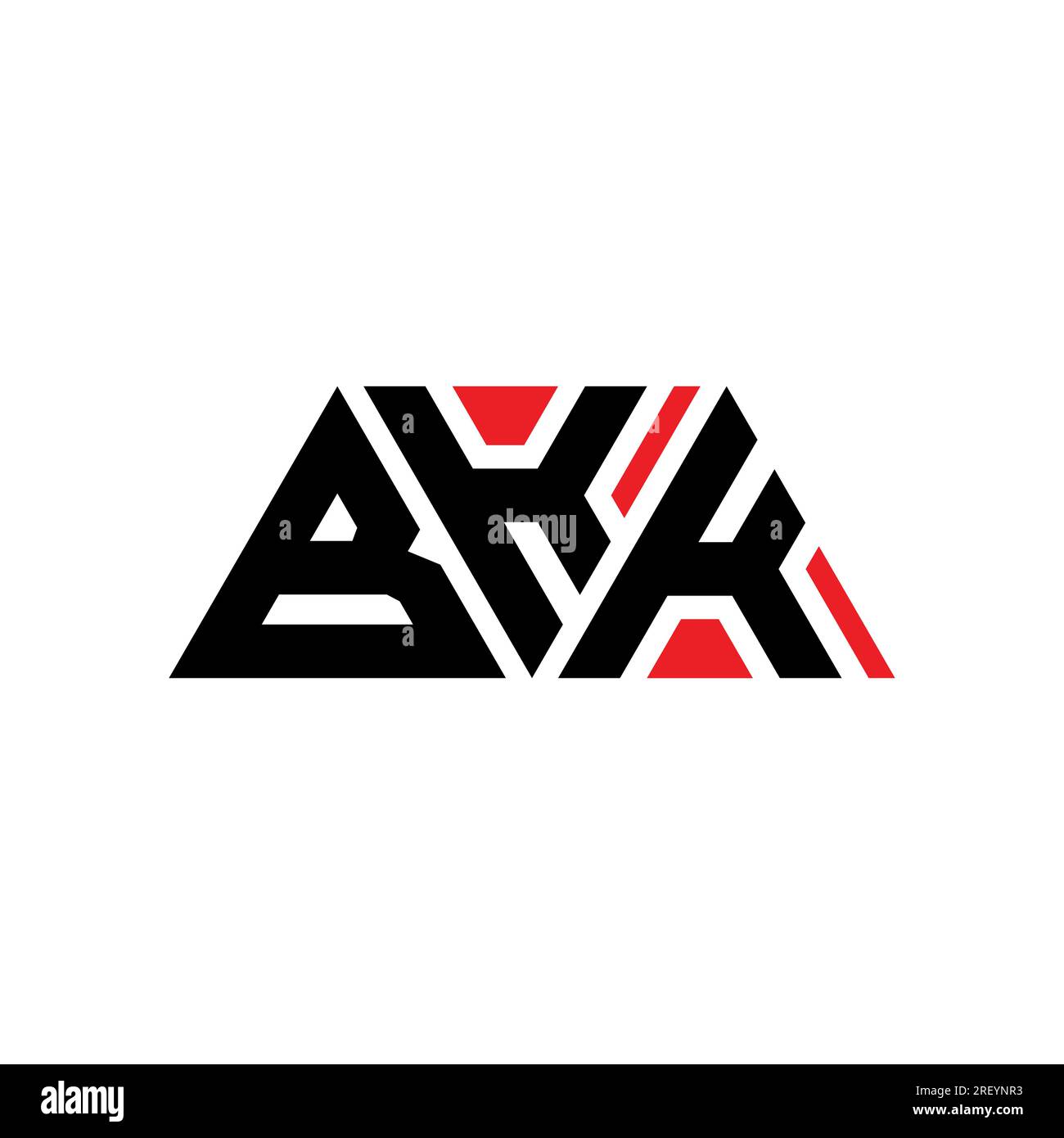 Logo de lettre triangle BKK avec forme de triangle. Monogramme de logo triangle BKK. Modèle de logo vectoriel triangle BKK avec couleur rouge. BKK triangul Illustration de Vecteur