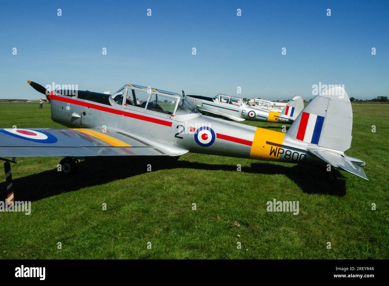 1952 de Havilland Canada DHC-1 Chipmunk Mk22 avion WP800, G-BCXN, lors d'un vol ailes et roues à l'aérodrome de Turweston, Buckinghamshire, Royaume-Uni Banque D'Images