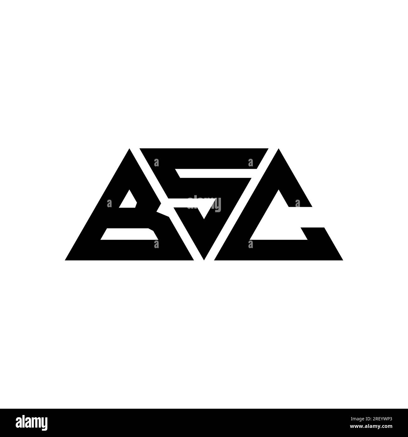 Design de logo de lettre triangle BSC avec forme de triangle. Monogramme de conception de logo triangle BSC. Modèle de logo vectoriel triangle BSC avec couleur rouge. BSC triangul Illustration de Vecteur
