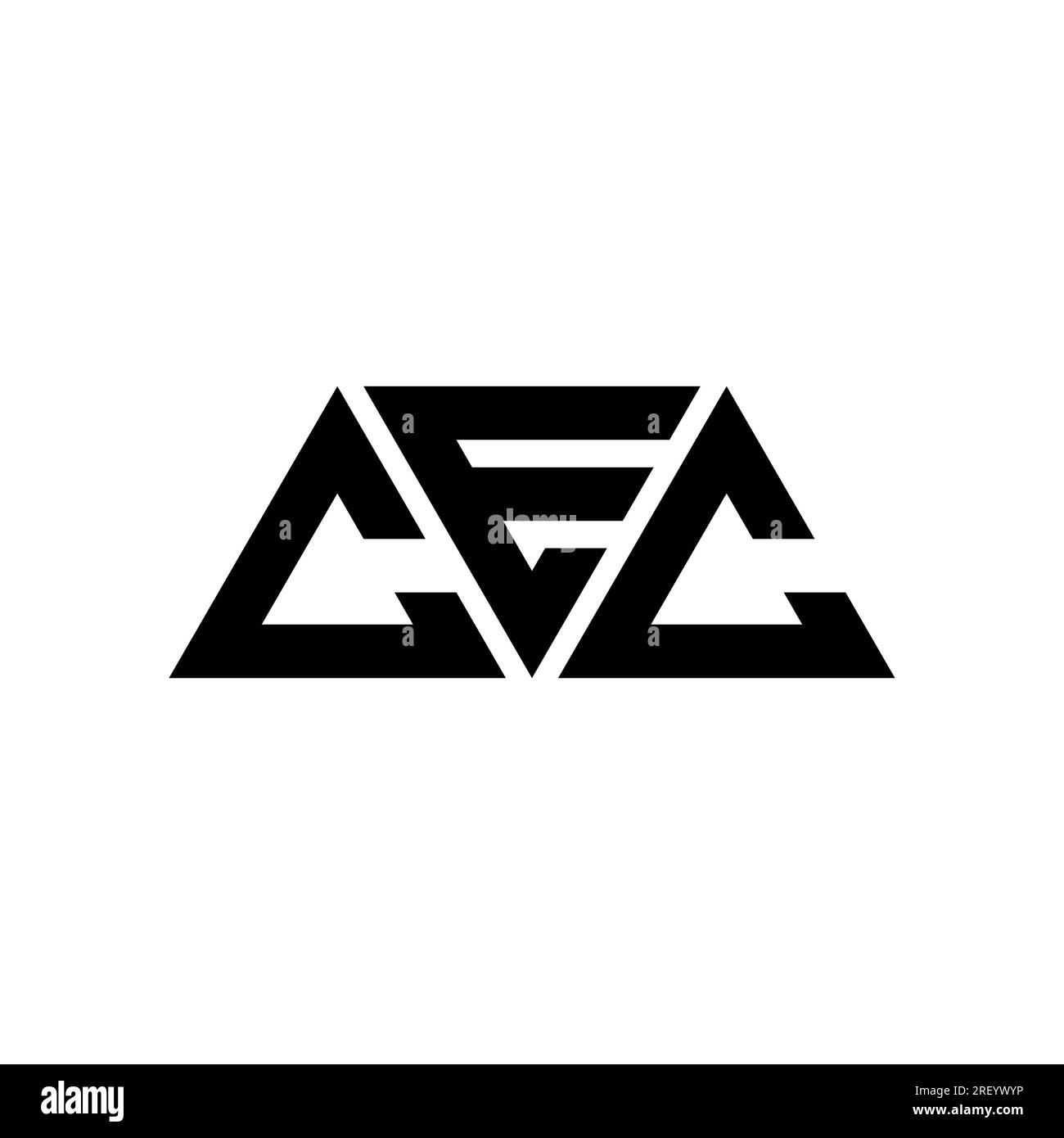 Logo lettre triangle CEC en forme de triangle. Monogramme de logo triangle CEC. Modèle de logo vecteur triangle CEC avec couleur rouge. CEC triangul Illustration de Vecteur