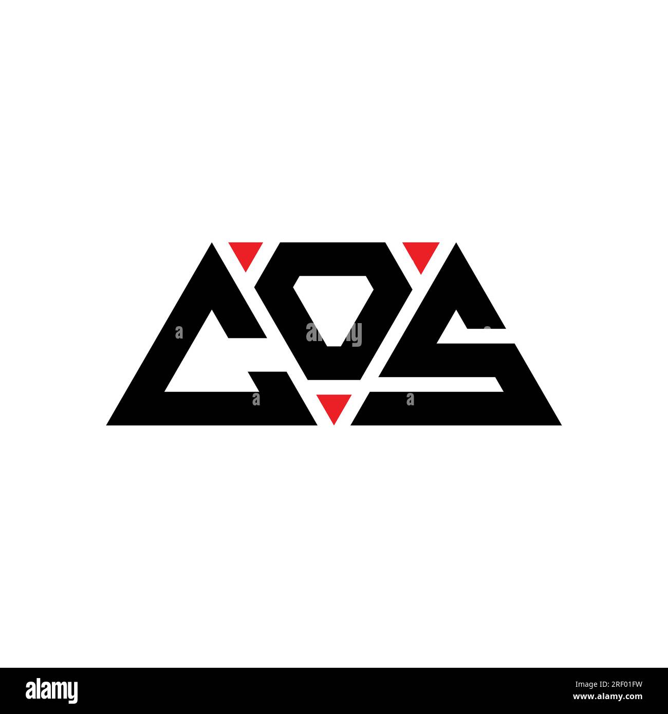 Logo de lettre triangle COS avec forme de triangle. Monogramme de logo triangle COS. Modèle de logo vecteur triangle COS avec couleur rouge. COS triangul Illustration de Vecteur