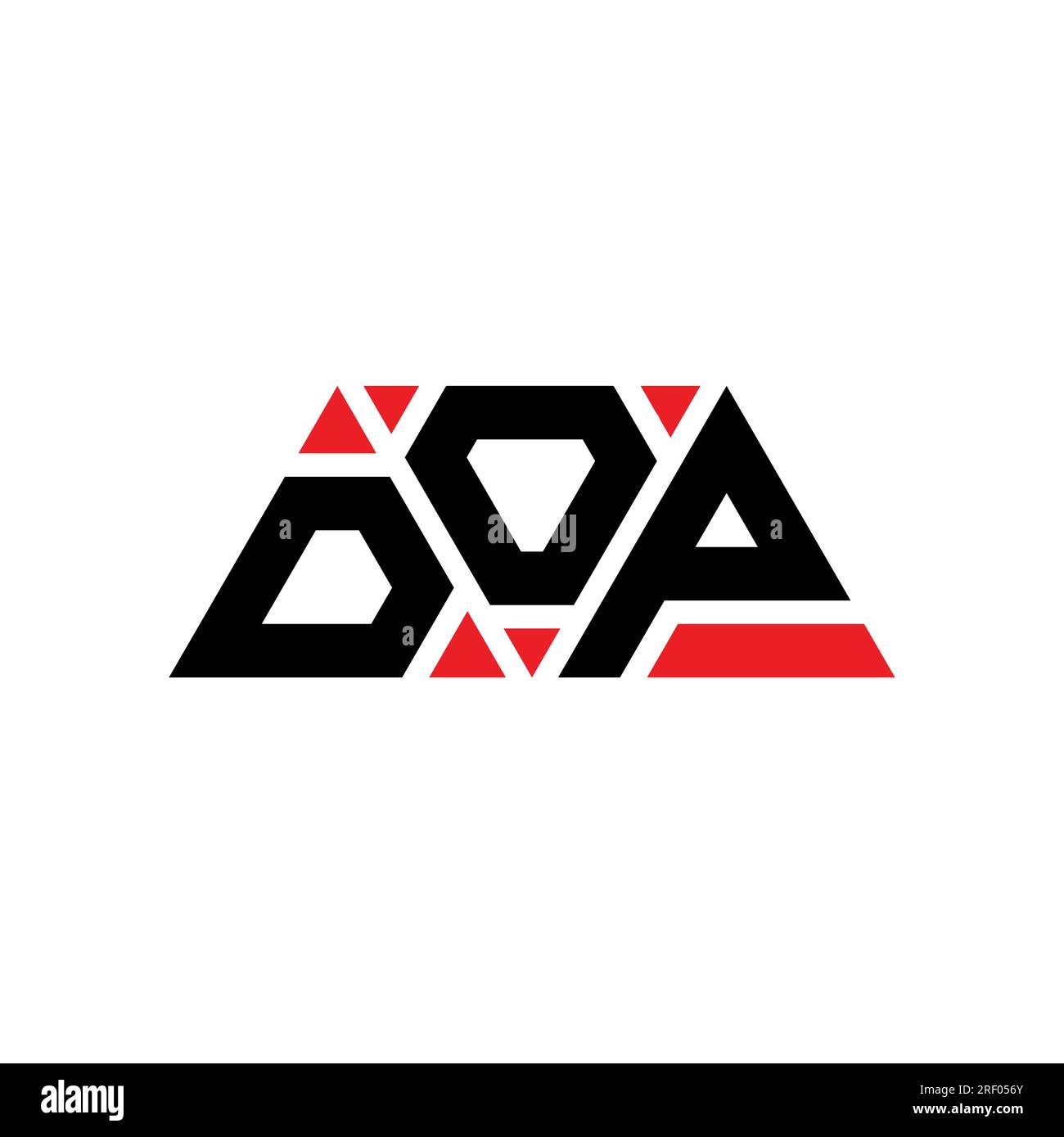 Logo de lettre triangle DOP avec forme de triangle. Monogramme de logo triangle DOP. Modèle de logo vecteur triangle DOP avec couleur rouge. DOP triangul Illustration de Vecteur