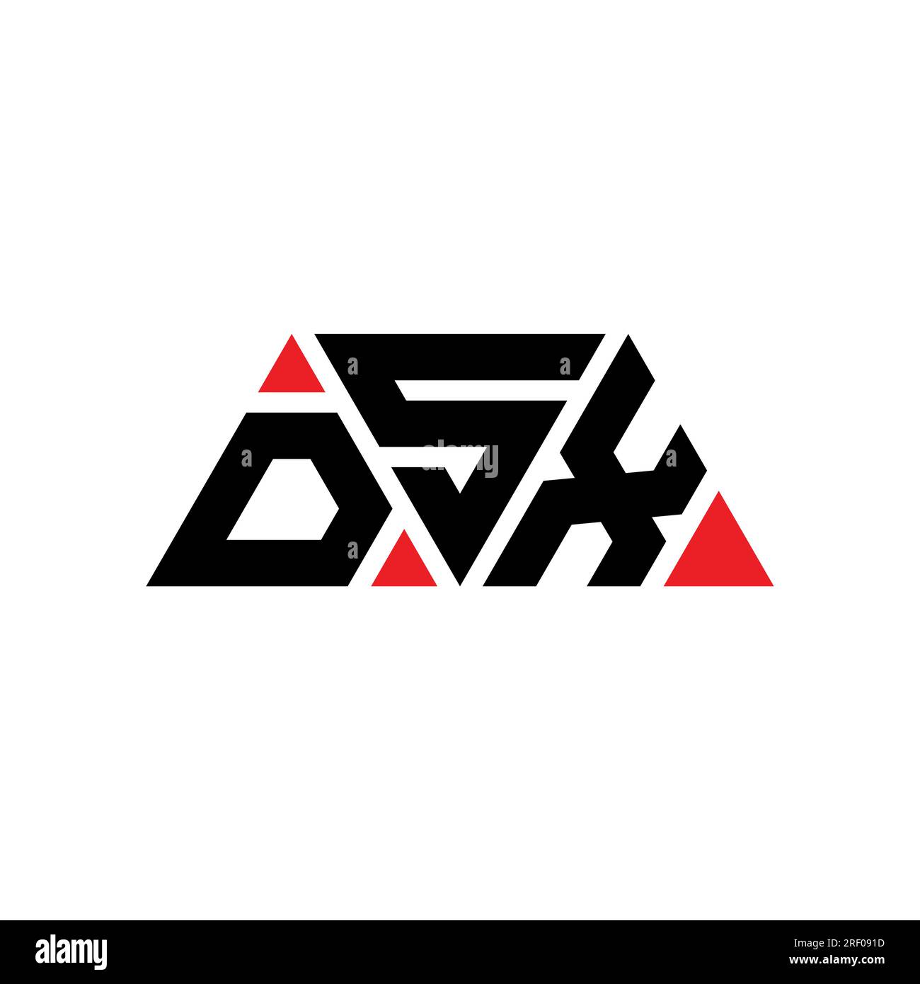 Logo de lettre triangle DSX avec forme de triangle. Monogramme de conception de logo triangle DSX. Modèle de logo vectoriel triangle DSX avec couleur rouge. DSX triangul Illustration de Vecteur