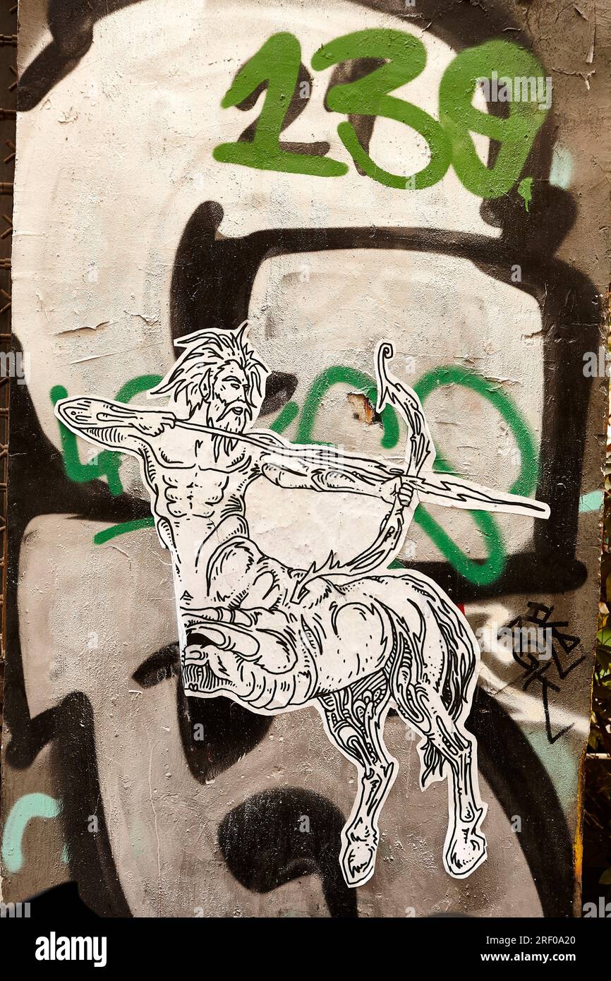 Centaurus, graffiti Centaure à Athènes Grèce Banque D'Images