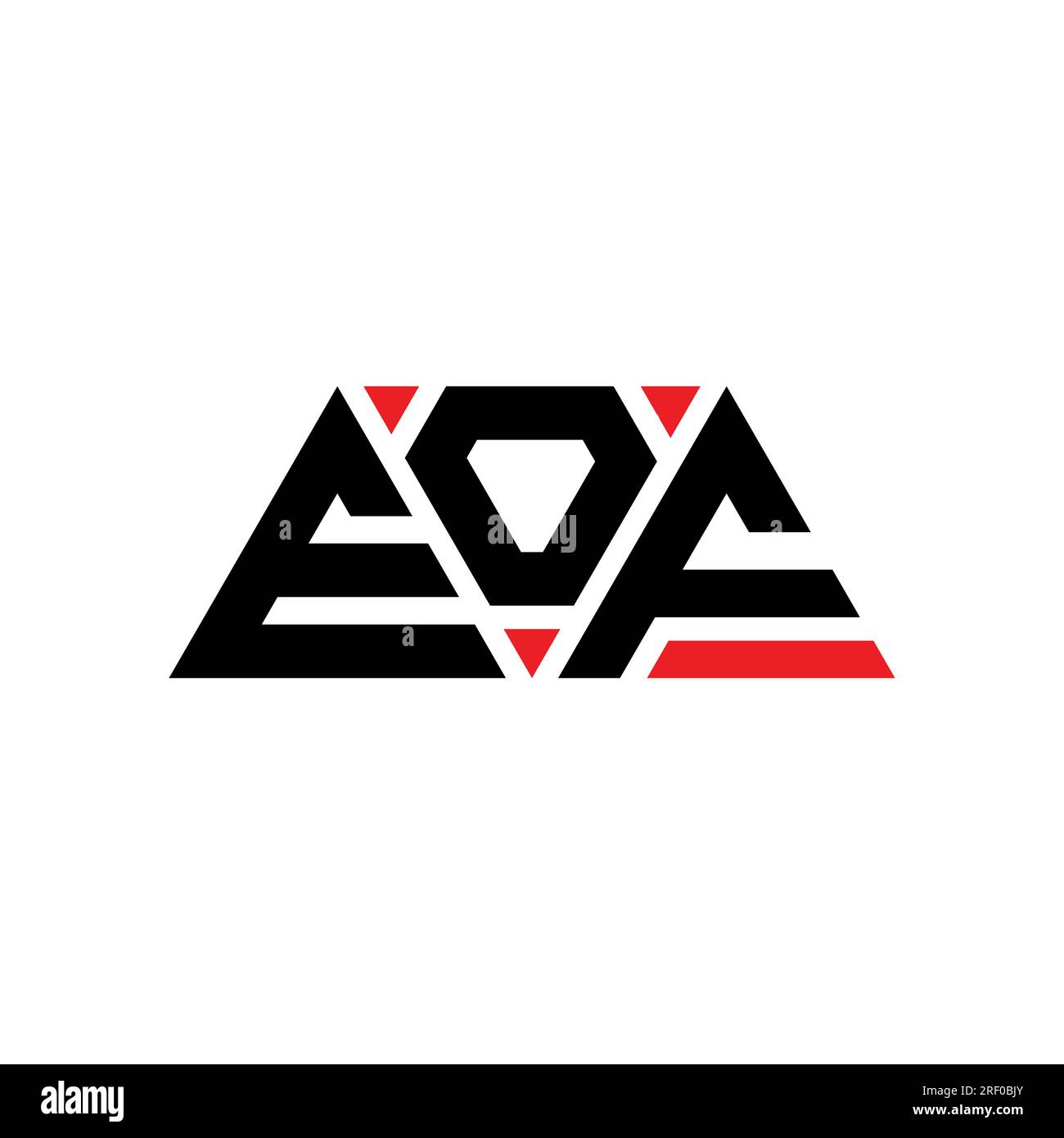 Logo de lettre triangle EOF avec forme de triangle. Monogramme de conception de logo triangle EOF. Modèle de logo vecteur triangle EOF avec couleur rouge. EOF triangul Illustration de Vecteur