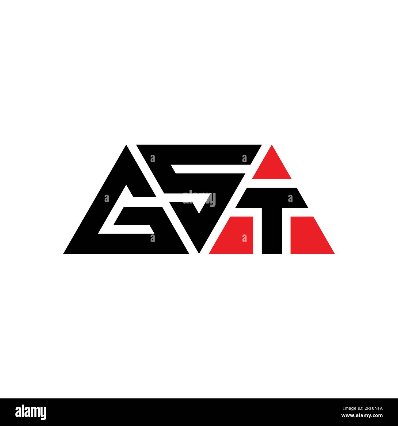 Logo de lettre triangle GST avec forme de triangle. Monogramme de logo triangle GST. Modèle de logo vecteur triangle GST avec couleur rouge. Triangul GST Illustration de Vecteur