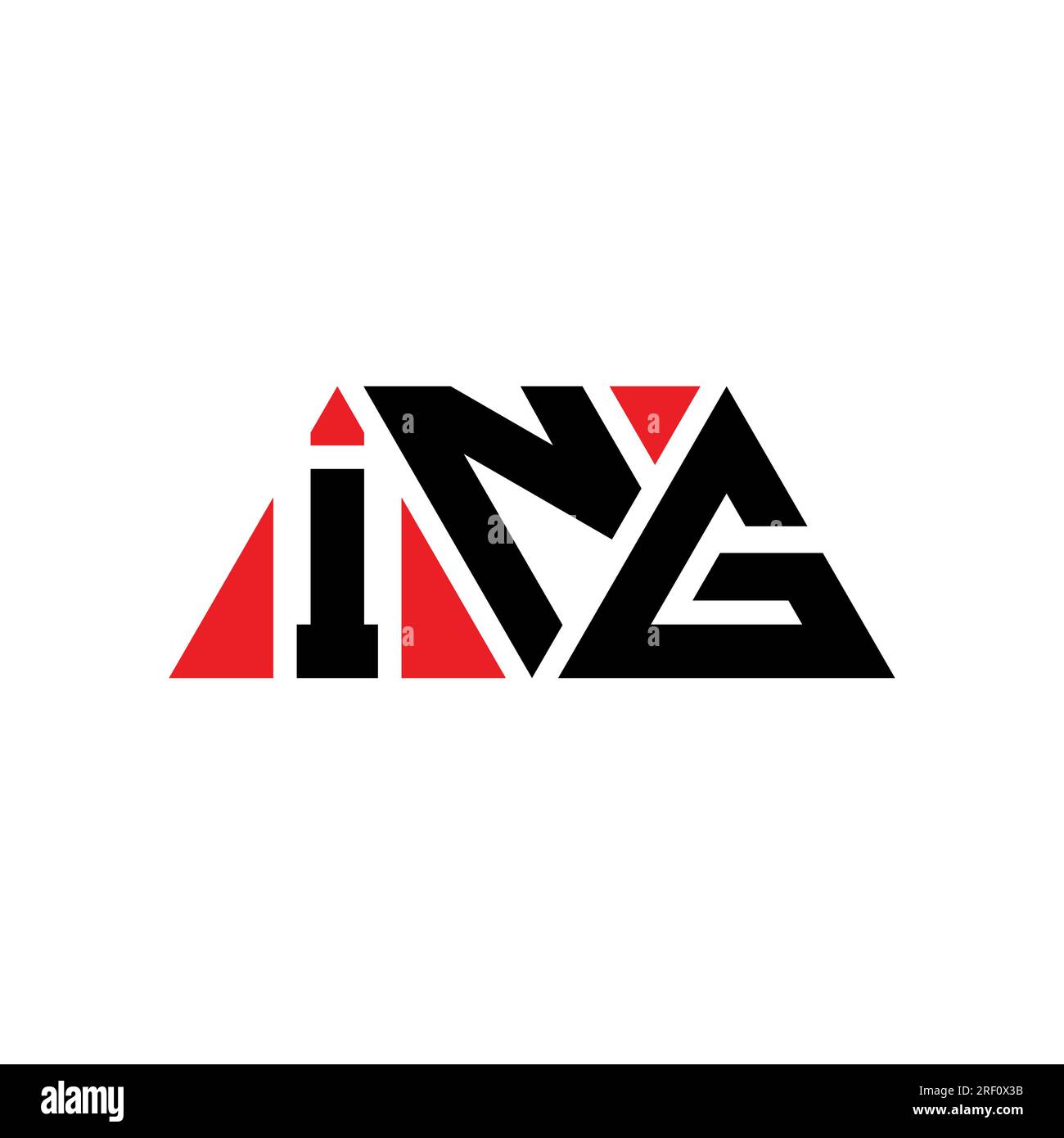 Logo en forme de triangle ING. Monogramme de logo triangle ING. Modèle de logo vectoriel triangle ING avec couleur rouge. ING triangul Illustration de Vecteur