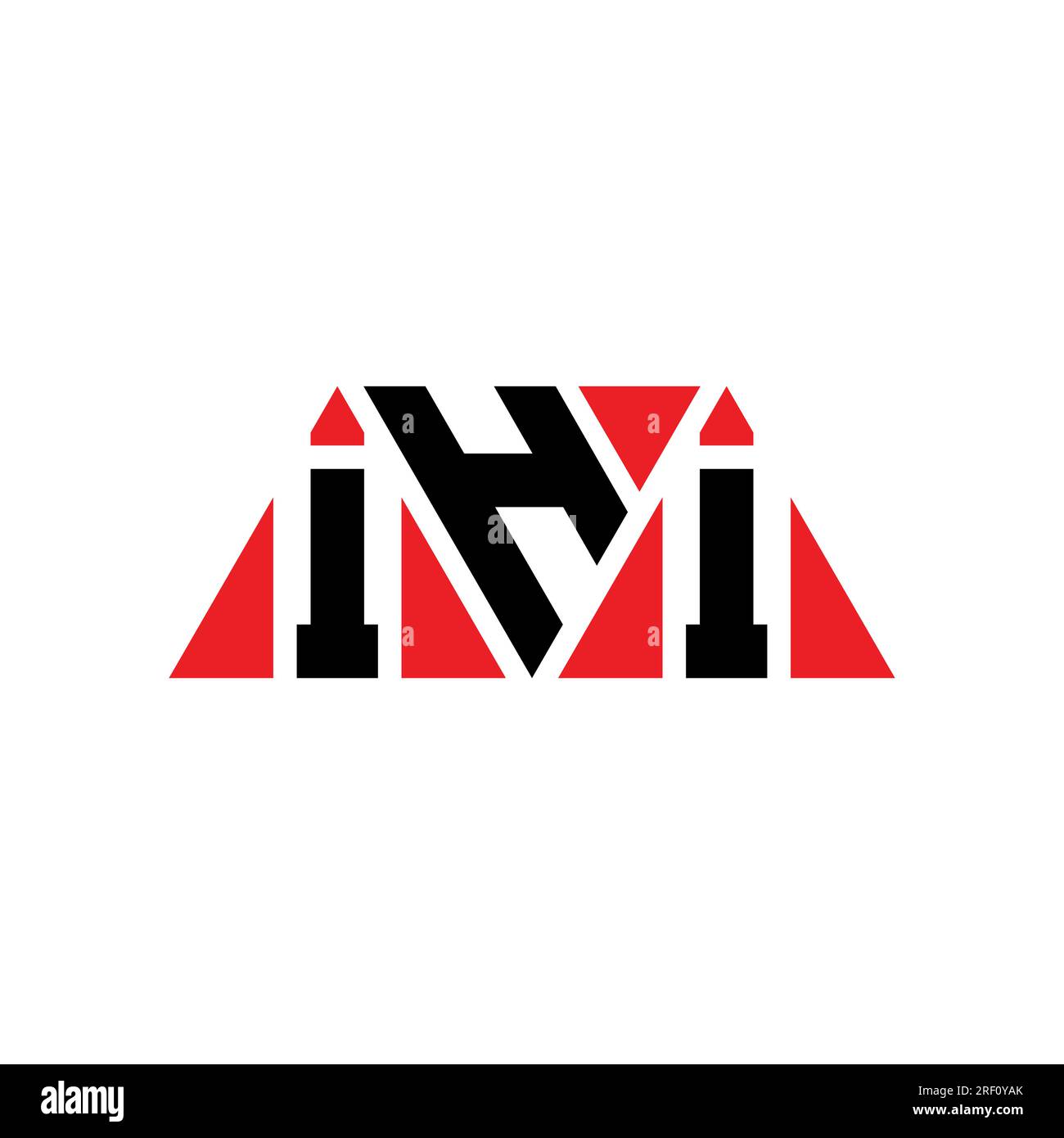 Logo de lettre triangle IHI avec forme de triangle. Monogramme de logo triangle IHI. Modèle de logo vecteur triangle IHI avec couleur rouge. IHI triangul Illustration de Vecteur