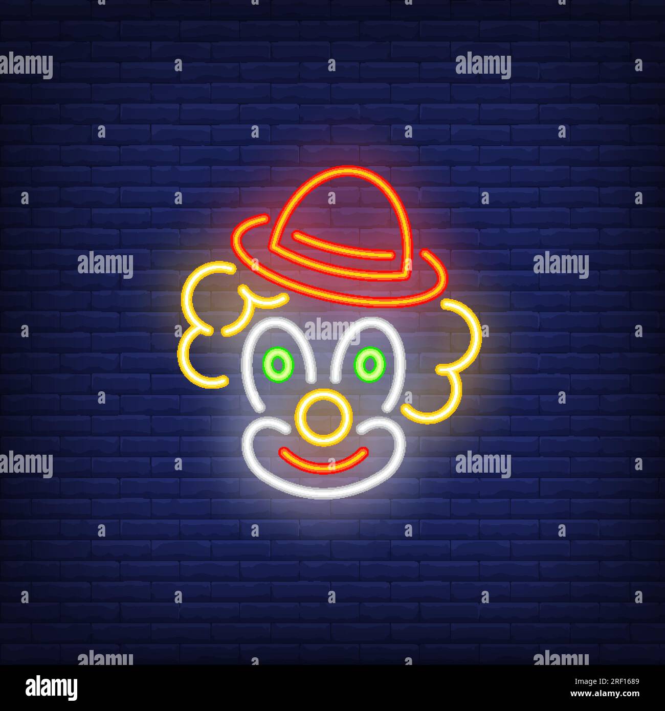 Affiche néon tête de clown dans le chapeau Illustration de Vecteur