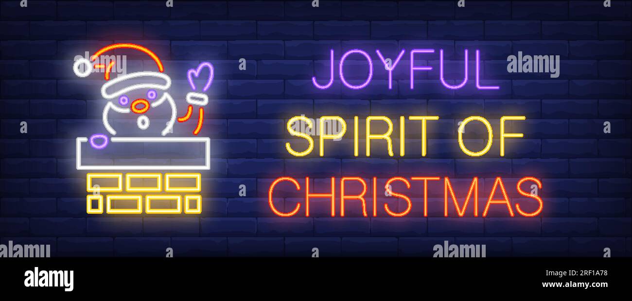 Esprit joyeux du signe néon de Noël Illustration de Vecteur