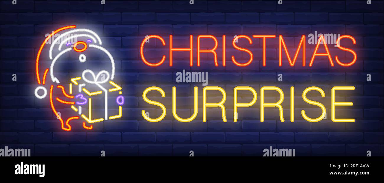 Affiche au néon surprise de Noël Illustration de Vecteur