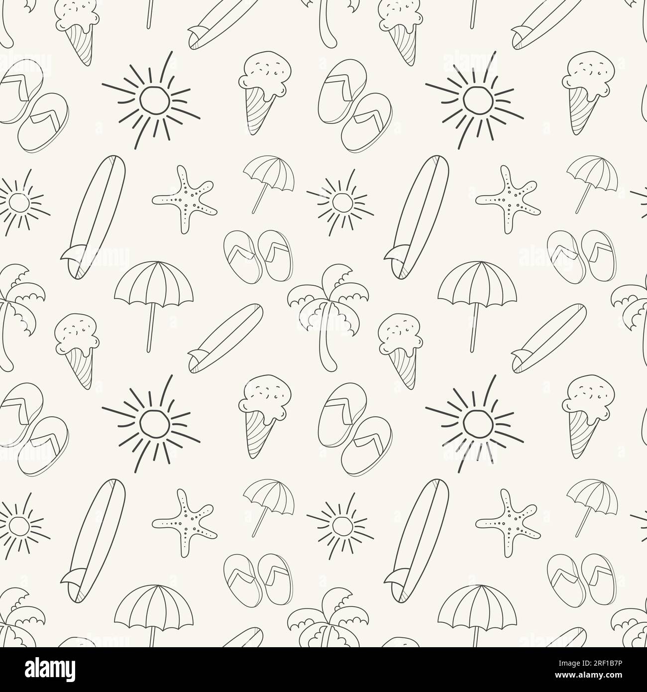 Motif d'été dessiné à la main avec des éléments d'été Illustration de Vecteur