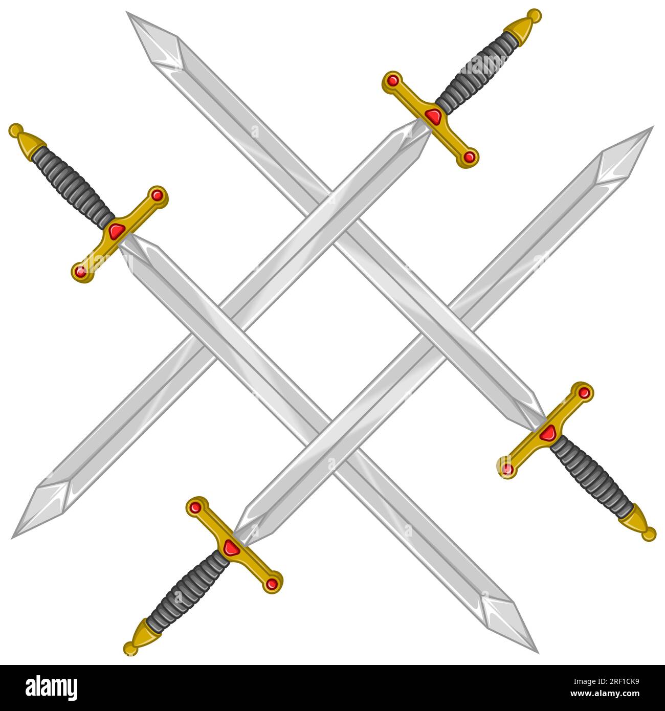 Conception croisée de vecteur d'épée médiévale, épées anciennes croisées Illustration de Vecteur