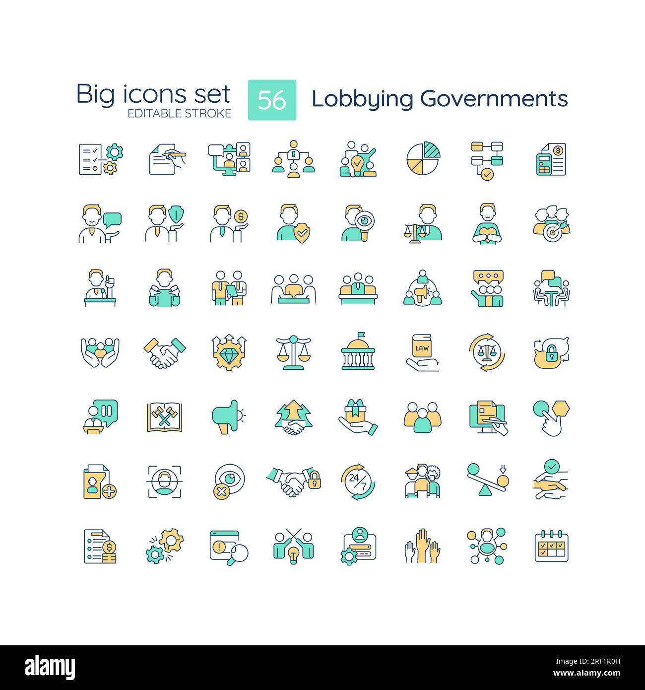Jeu d'icônes multicolores personnalisables pour le lobbying gouvernemental Illustration de Vecteur