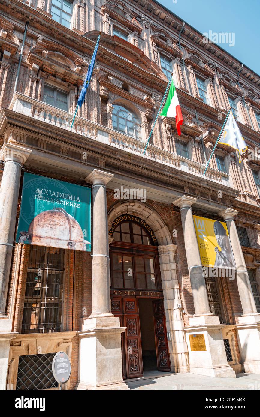 Turin, Italie - 27 MARS 2022 : le Museo Egizio, Musée égyptien est un musée archéologique spécialisé dans l'archéologie et l'anthropologie égyptiennes, V. Banque D'Images