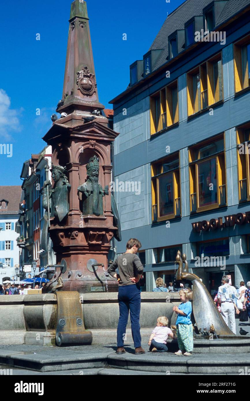 Fontaine, place du marché, Constance, Lac de Constance, Baden-Wuerttemberg, Allemagne Banque D'Images