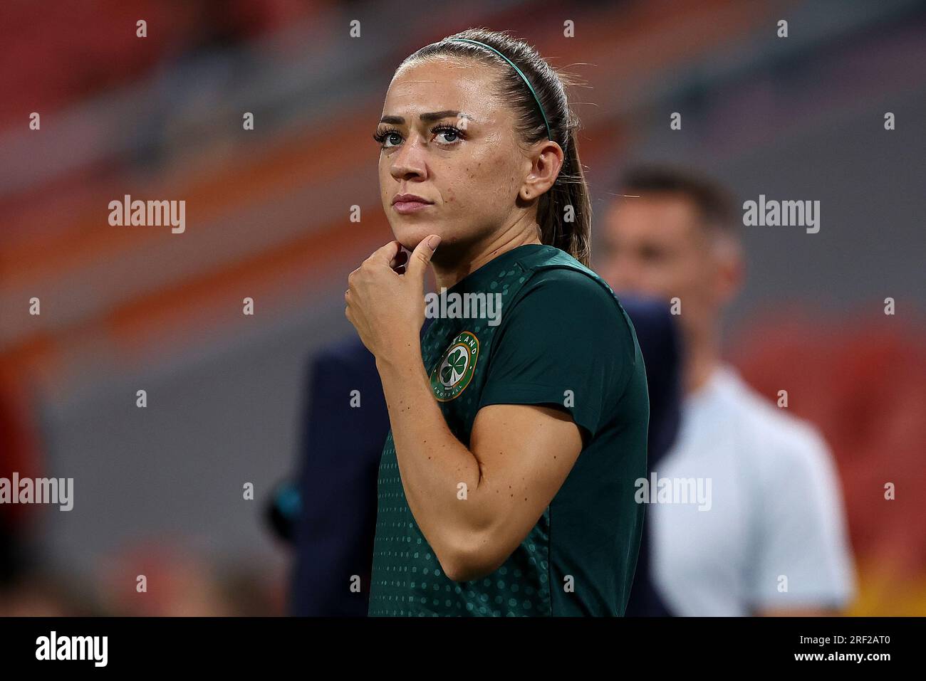 Katie McCabe (Irlande) regarde avant le match du groupe B féminin de la coupe du monde de la FIFA 2023 Irlande femmes vs Nigeria femmes au Suncorp Stadium, Brisbane, Australie, 31 juillet 2023 (photo de Patrick Hoelscher/News Images) Banque D'Images