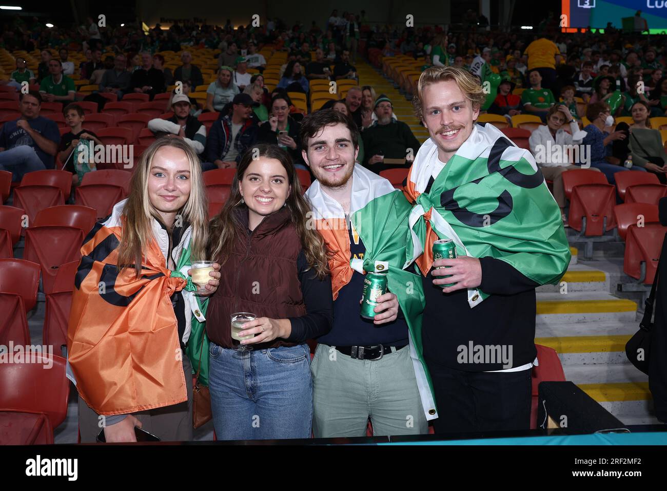 Brisbane, Australie. 31 juillet 2023. Supporters irlandais avant la coupe du monde féminine de la FIFA 2023 Groupe B match Irlande femmes vs Nigeria femmes au Suncorp Stadium, Brisbane, Australie, le 31 juillet 2023 (photo de Patrick Hoelscher/News Images) à Brisbane, Australie le 7/31/2023. (Photo de Patrick Hoelscher/News Images/Sipa USA) crédit : SIPA USA/Alamy Live News Banque D'Images