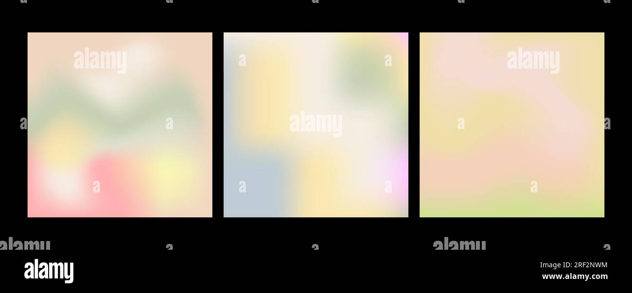 Un ensemble de dégradés de couleurs pastel. Un ensemble de fonds colorés pour couvertures, bannières, réseaux sociaux, sites Web, applications. Design créatif pour un Illustration de Vecteur
