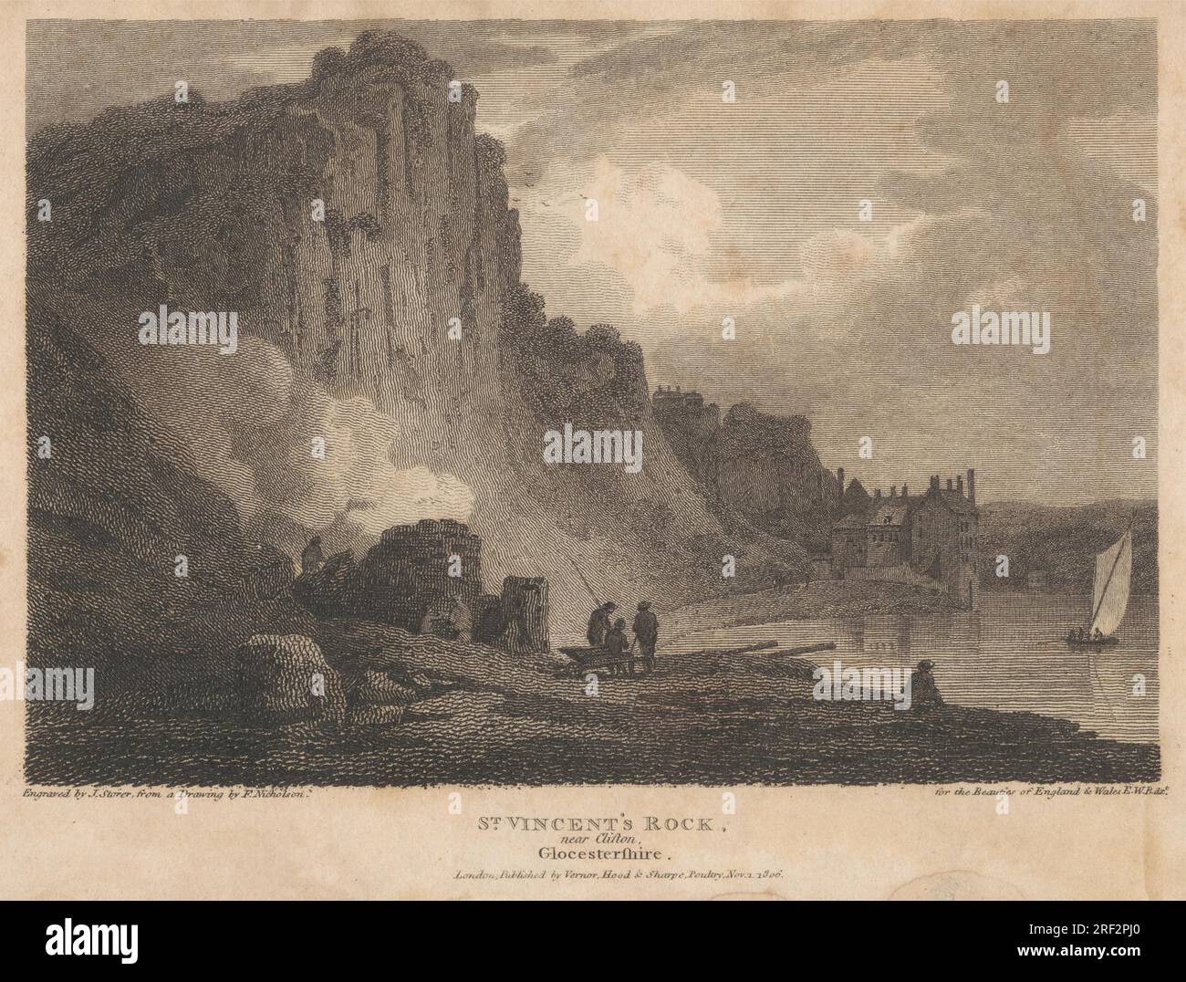 St. Vincent's Rock, près de Clifton, Glocestershire 1806 par James Sargant Storer Banque D'Images