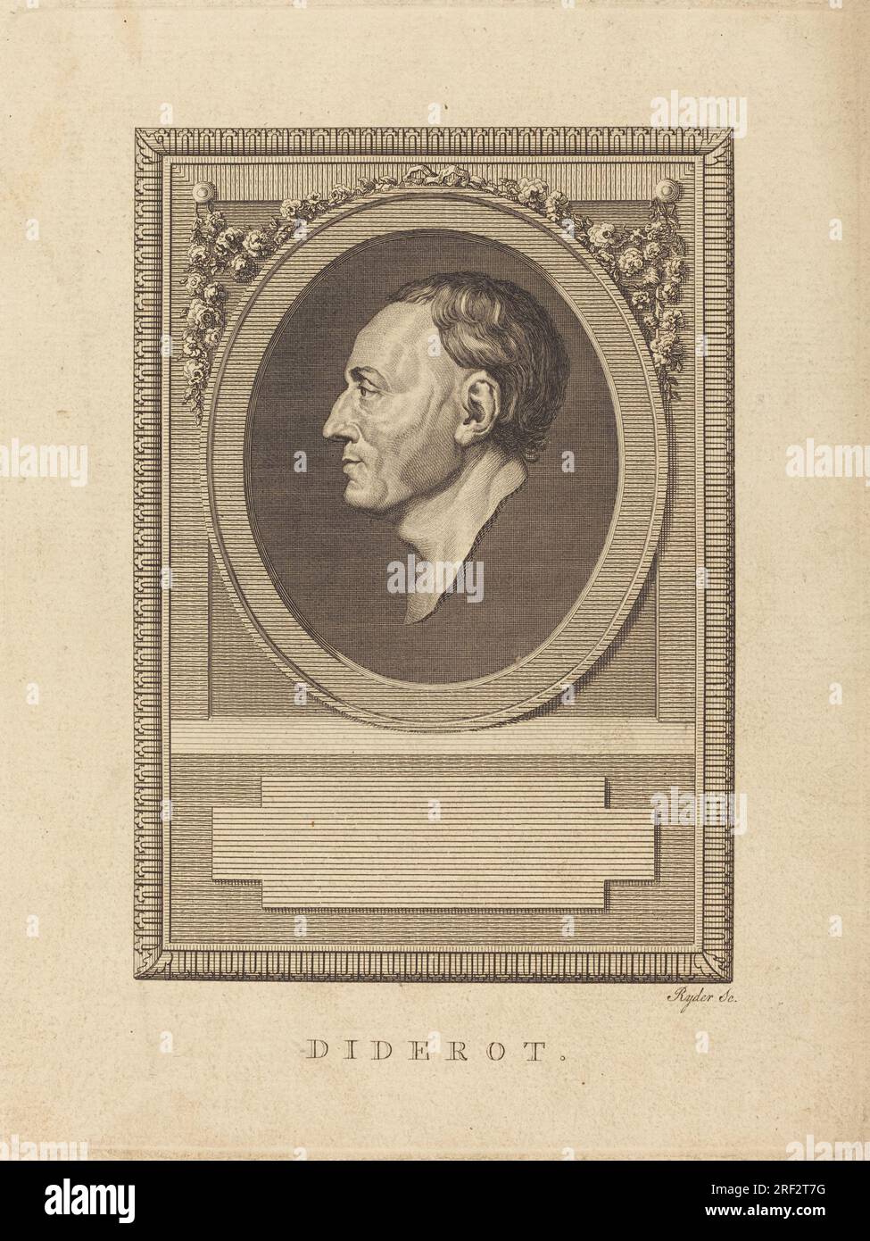 Thomas Ryder, Diderot, gravure sur papier posé, plaque : 21,9 x 16,4 cm (8 5/8 x 6 7/16 in.) Feuille : 24,9 x 19,7 cm (9 13/16 x 7 3/4 po), cadeau de John O'Brien, 1990,56,9' Banque D'Images