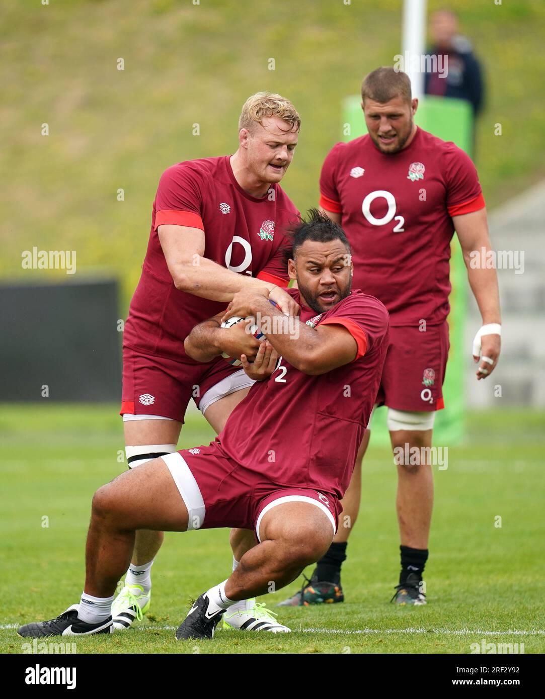 L'Anglais Billy Vunipola lors d'une séance d'entraînement au Honda England Rugby Performance Centre à Pennyhill Park, Bagshot. Date de la photo : lundi 31 juillet 2023. Banque D'Images