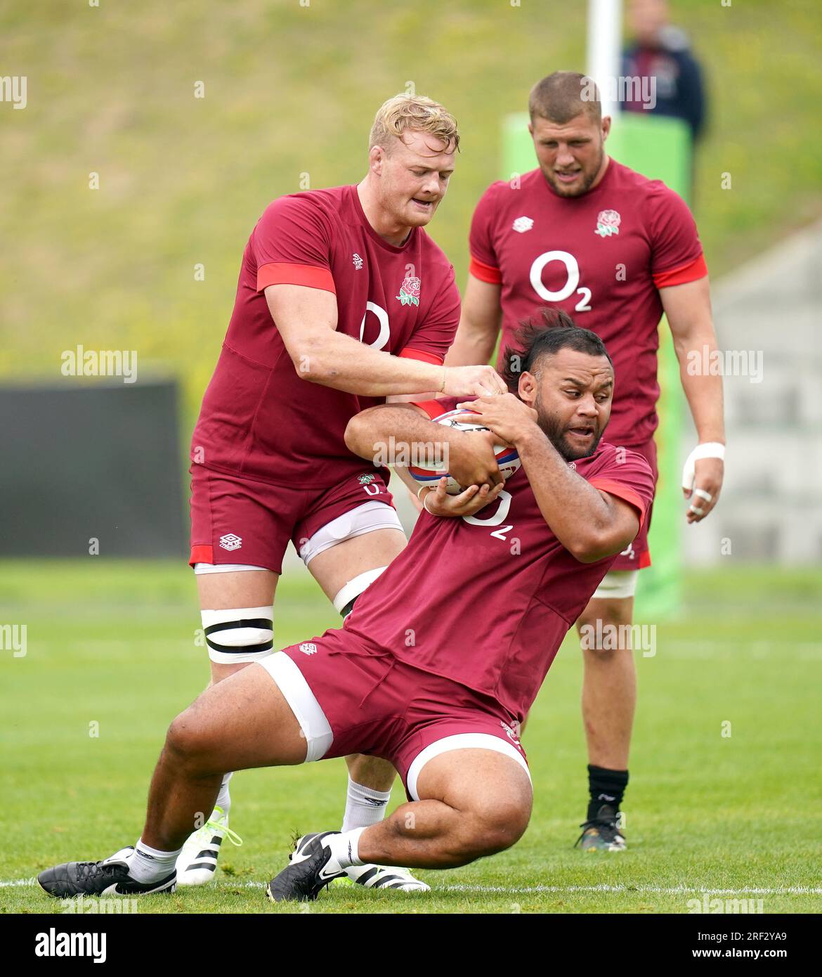 L'Anglais Billy Vunipola lors d'une séance d'entraînement au Honda England Rugby Performance Centre à Pennyhill Park, Bagshot. Date de la photo : lundi 31 juillet 2023. Banque D'Images
