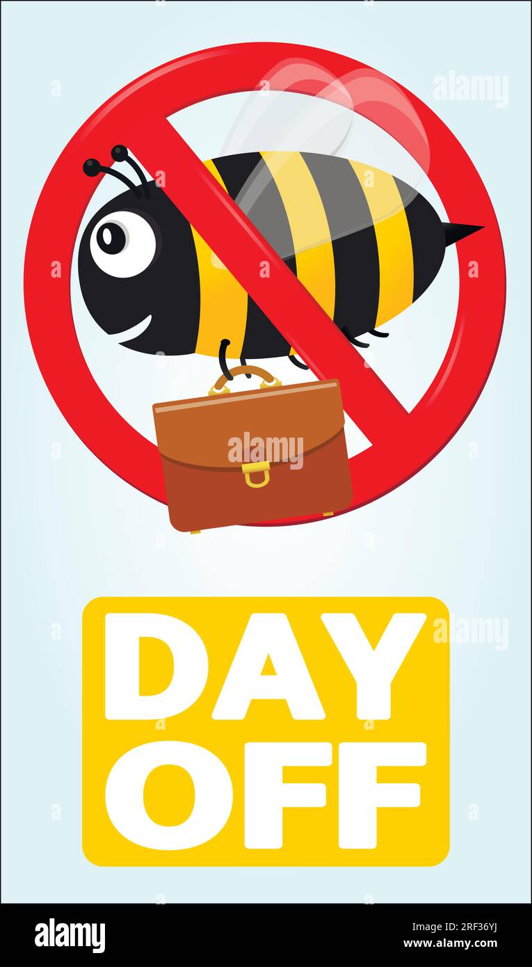 Affiche de jour de congé avec abeille de bureau de dessin animé Illustration de Vecteur