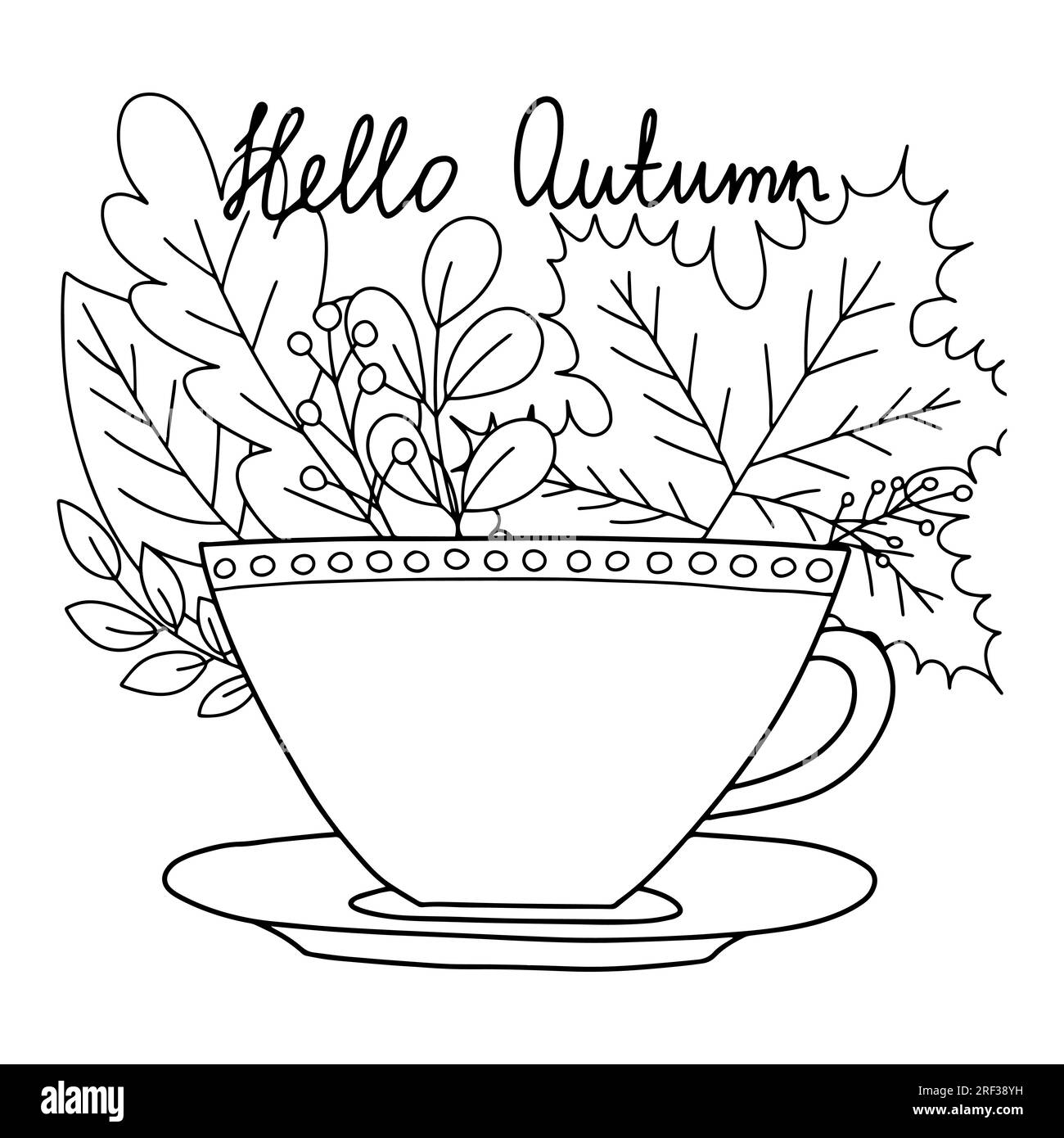 Bonjour page de coloriage vectoriel d'automne Illustration de Vecteur