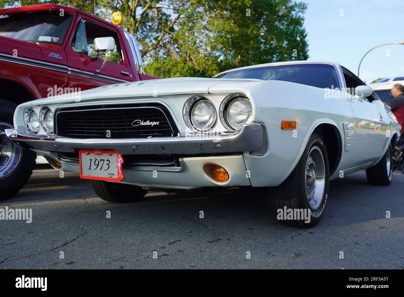 Dodge Challenger 1973 à un salon de l'automobile. Banque D'Images