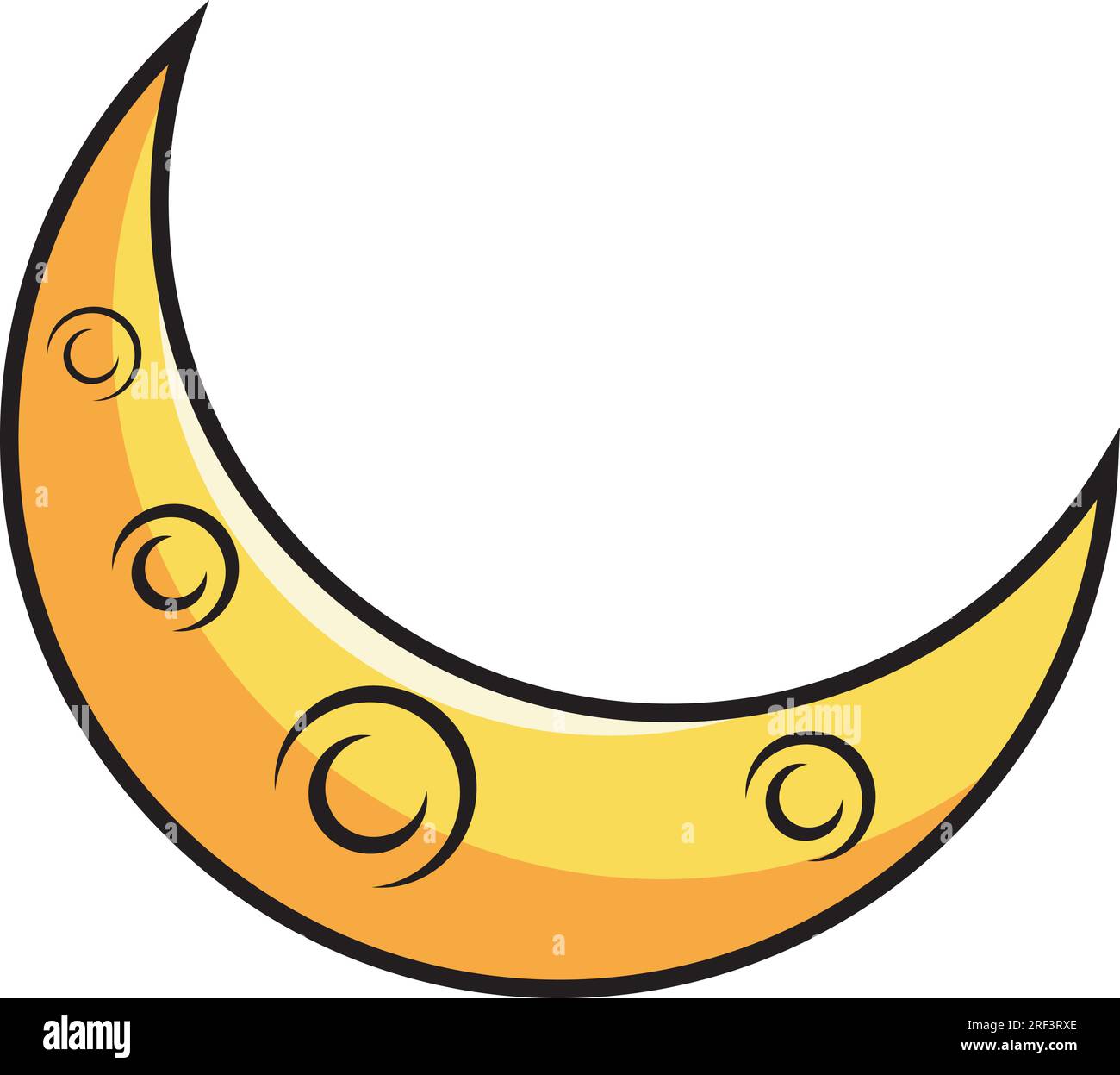 Icône de lune plate. Symbole nuit. Illustration vectorielle, croissant de lune jaune avec des trous dans le style de conception plate Illustration de Vecteur