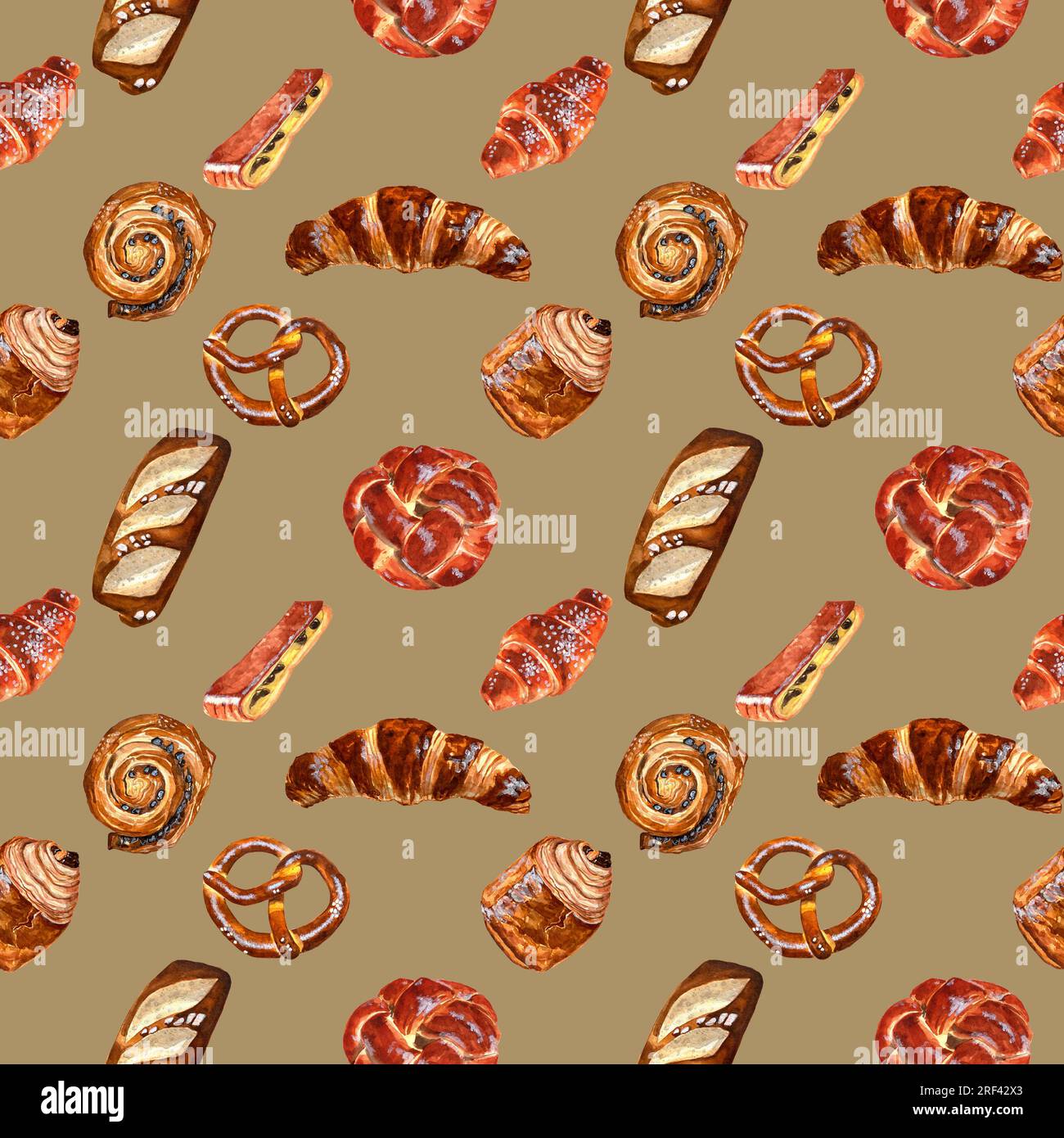 pâte à l'aquarelle et motifs bruschetta Banque D'Images