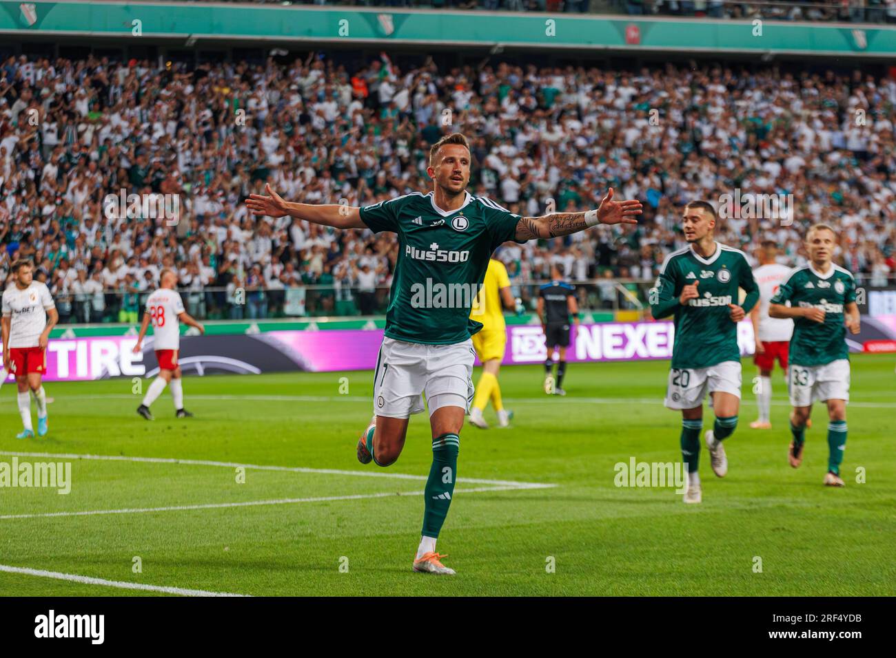 Tomas Pekhart lors du match PKO BP Ekstraklasa 2023/24 entre Legia Warszawa et LKS Lodz au stade municipal de Legia de Marshall Józef Piłsudski, Banque D'Images