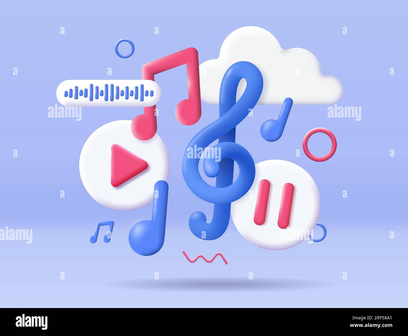 Concept de vecteur d'icônes de musique 3D. Illustration de Vecteur